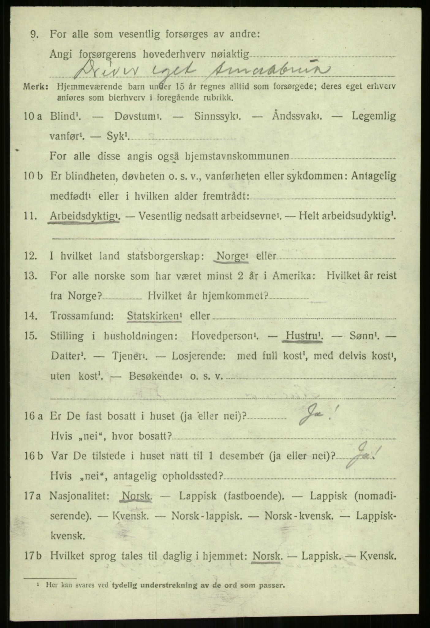 SATØ, 1920 census for Dyrøy, 1920, p. 4092