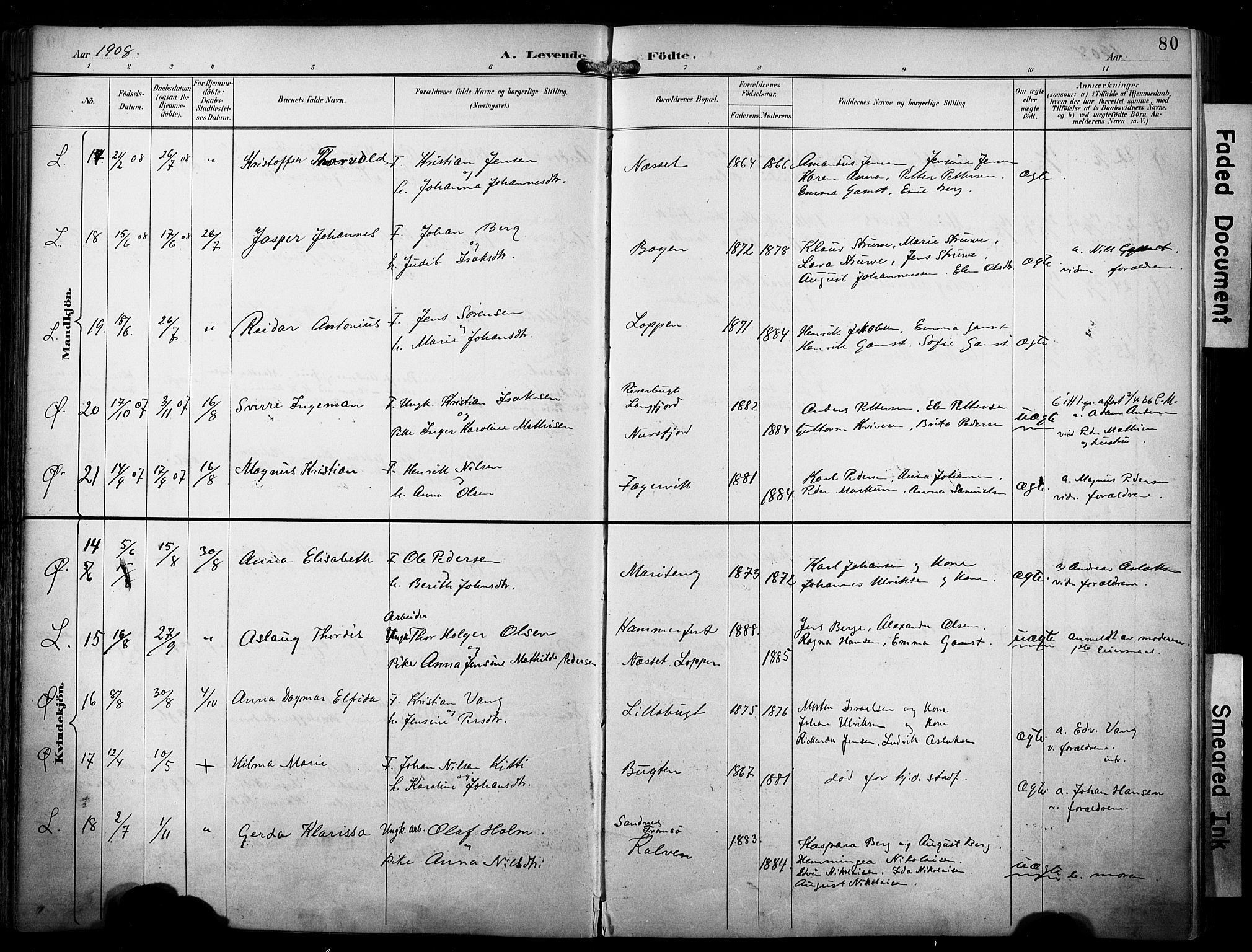 Loppa sokneprestkontor, SATØ/S-1339/H/Ha/L0009kirke: Parish register (official) no. 9, 1895-1909, p. 80