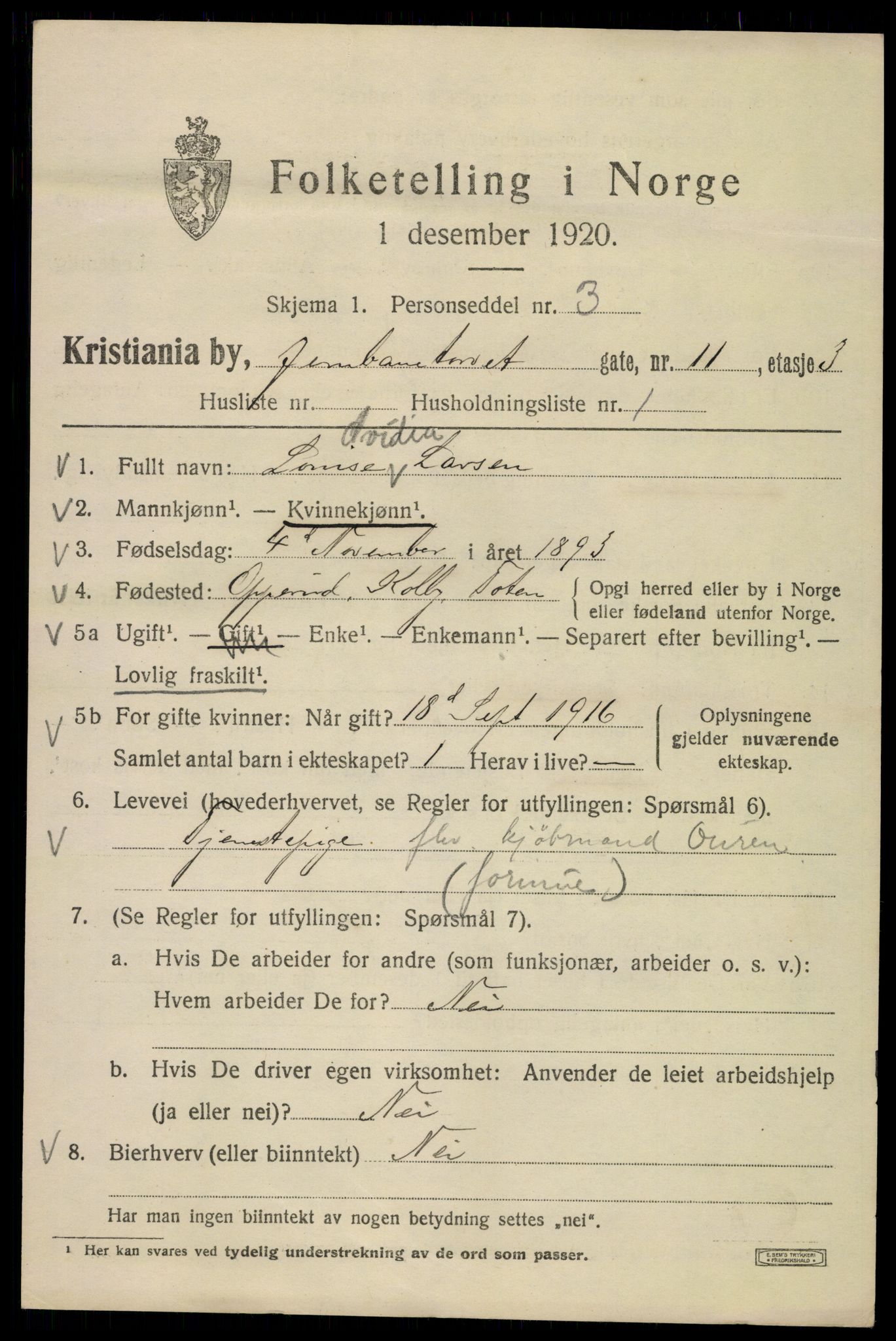 SAO, 1920 census for Kristiania, 1920, p. 323321