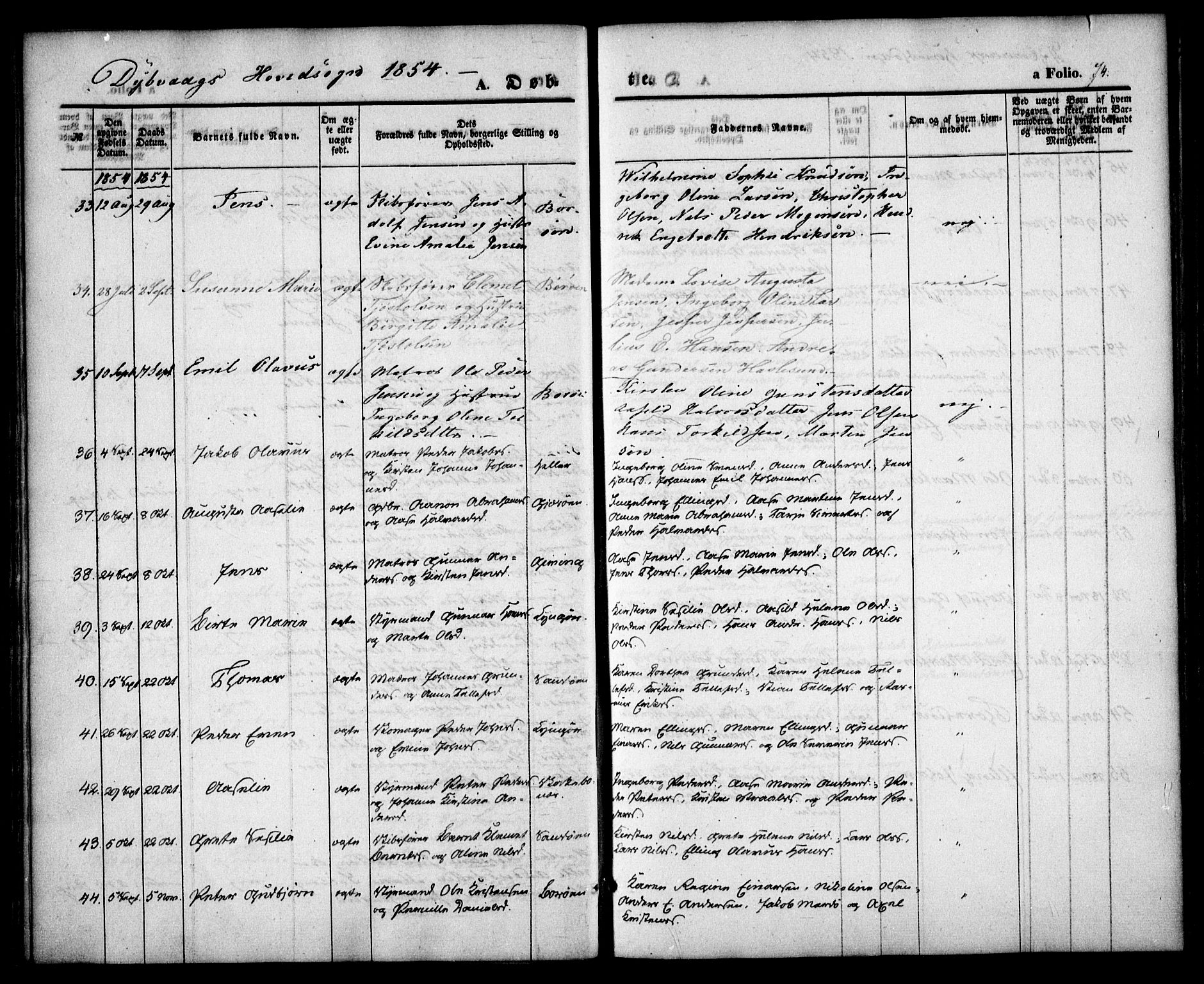 Dypvåg sokneprestkontor, AV/SAK-1111-0007/F/Fa/Faa/L0005: Parish register (official) no. A 5, 1841-1854, p. 74