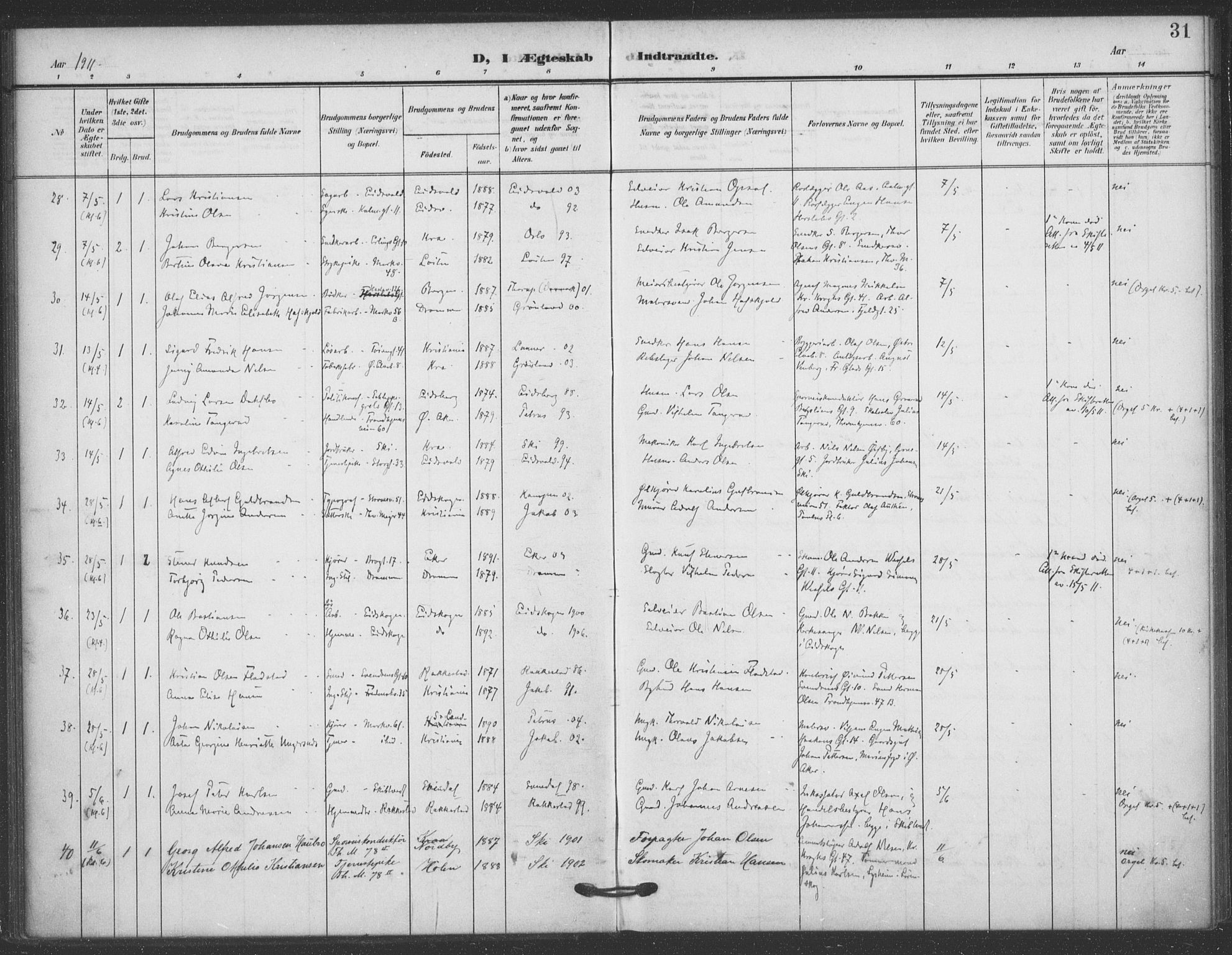 Jakob prestekontor Kirkebøker, AV/SAO-A-10850/F/Fa/L0010: Parish register (official) no. 10, 1908-1922, p. 31