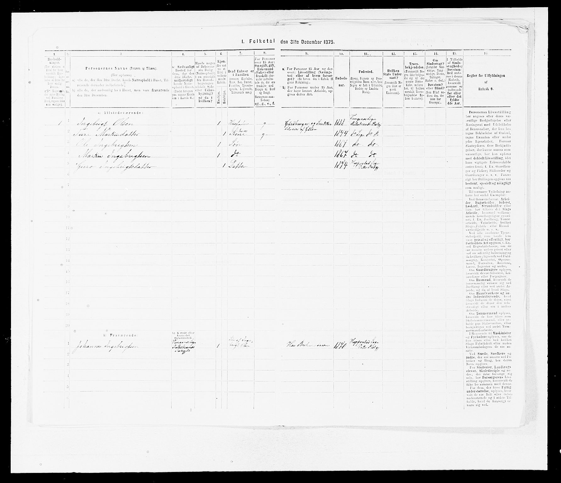 SAB, 1875 census for 1417P Vik, 1875, p. 704