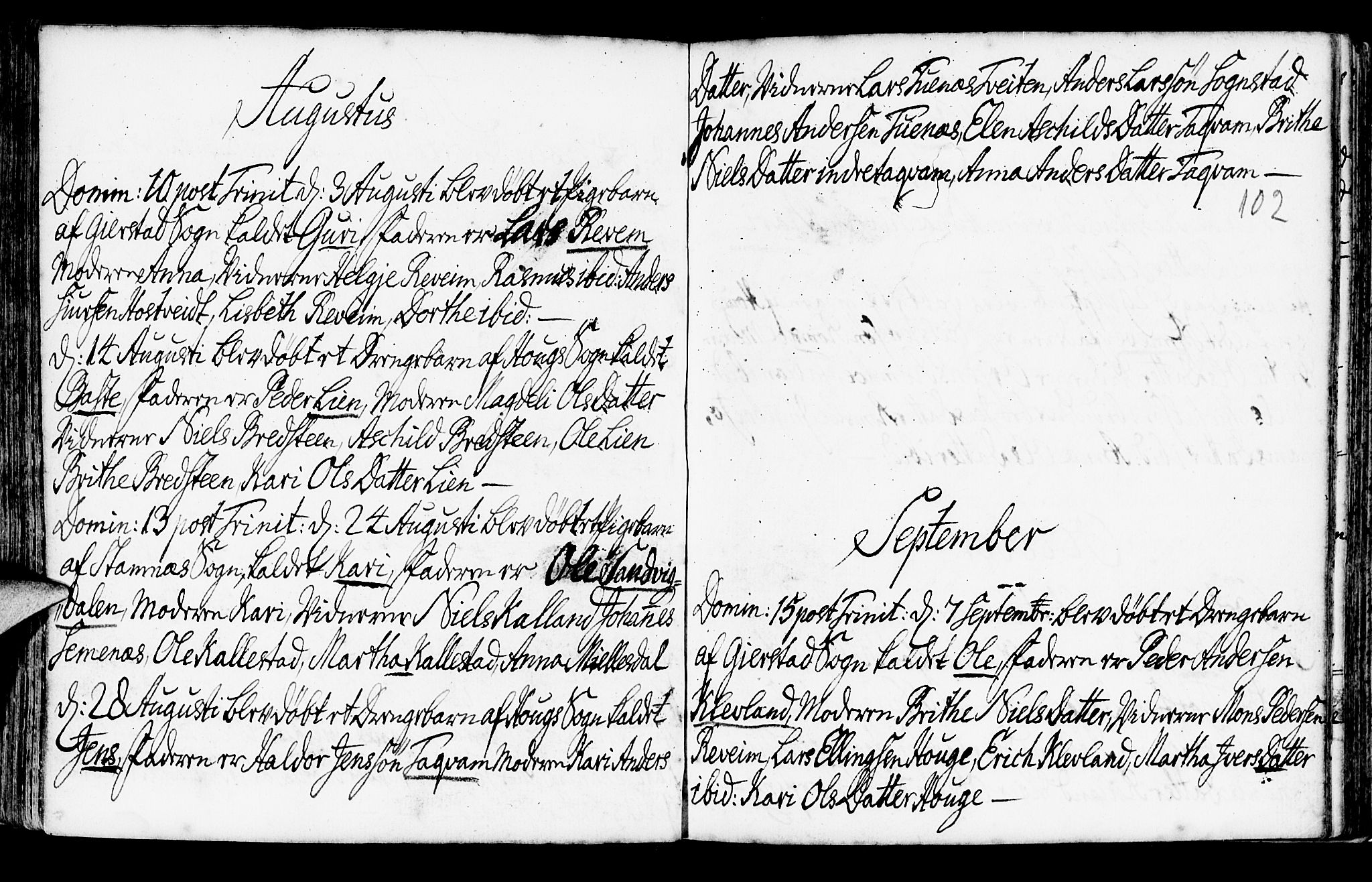 Haus sokneprestembete, AV/SAB-A-75601/H/Haa: Parish register (official) no. A 6, 1748-1758, p. 102