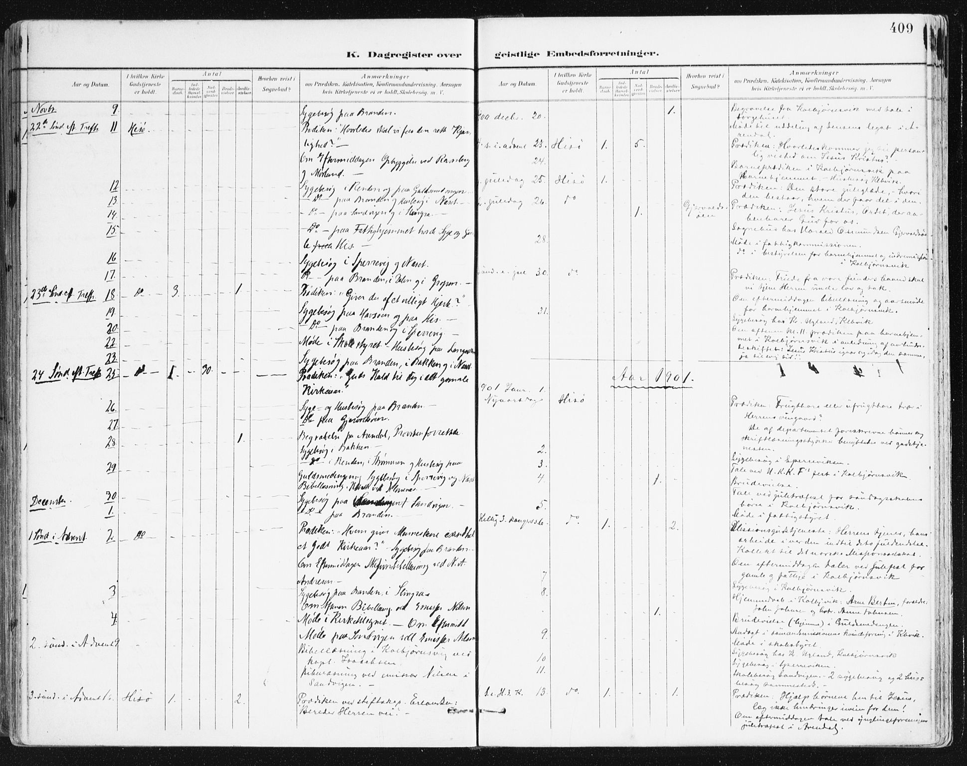 Hisøy sokneprestkontor, SAK/1111-0020/F/Fa/L0004: Parish register (official) no. A 4, 1895-1917, p. 409