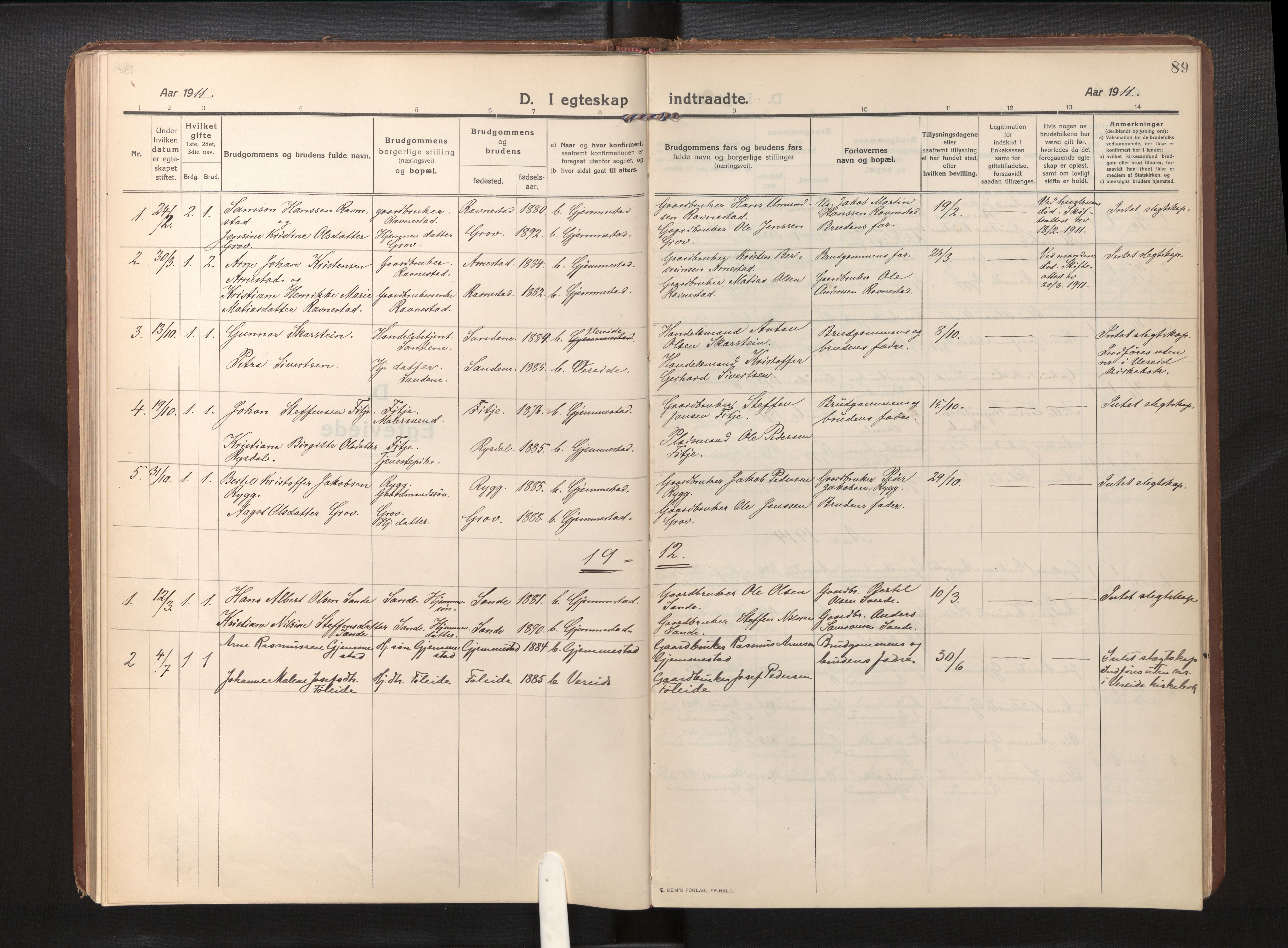 Gloppen sokneprestembete, AV/SAB-A-80101/H/Haa/Haad/L0002: Parish register (official) no. D 2, 1911-1925, p. 88b-89a