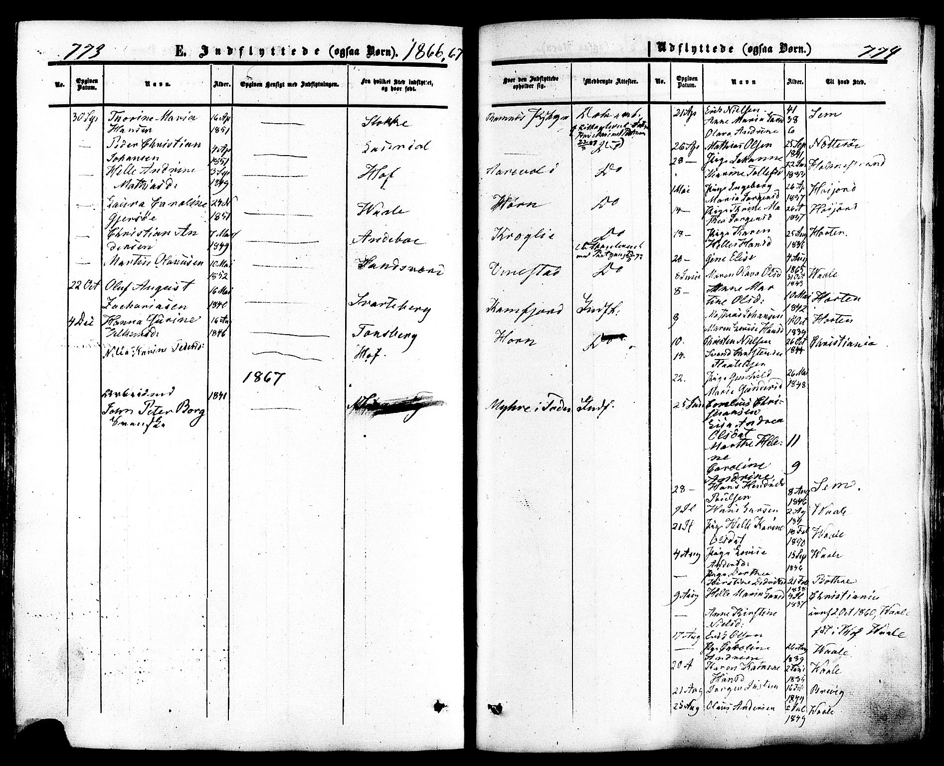 Ramnes kirkebøker, SAKO/A-314/F/Fa/L0006: Parish register (official) no. I 6, 1862-1877, p. 773-774