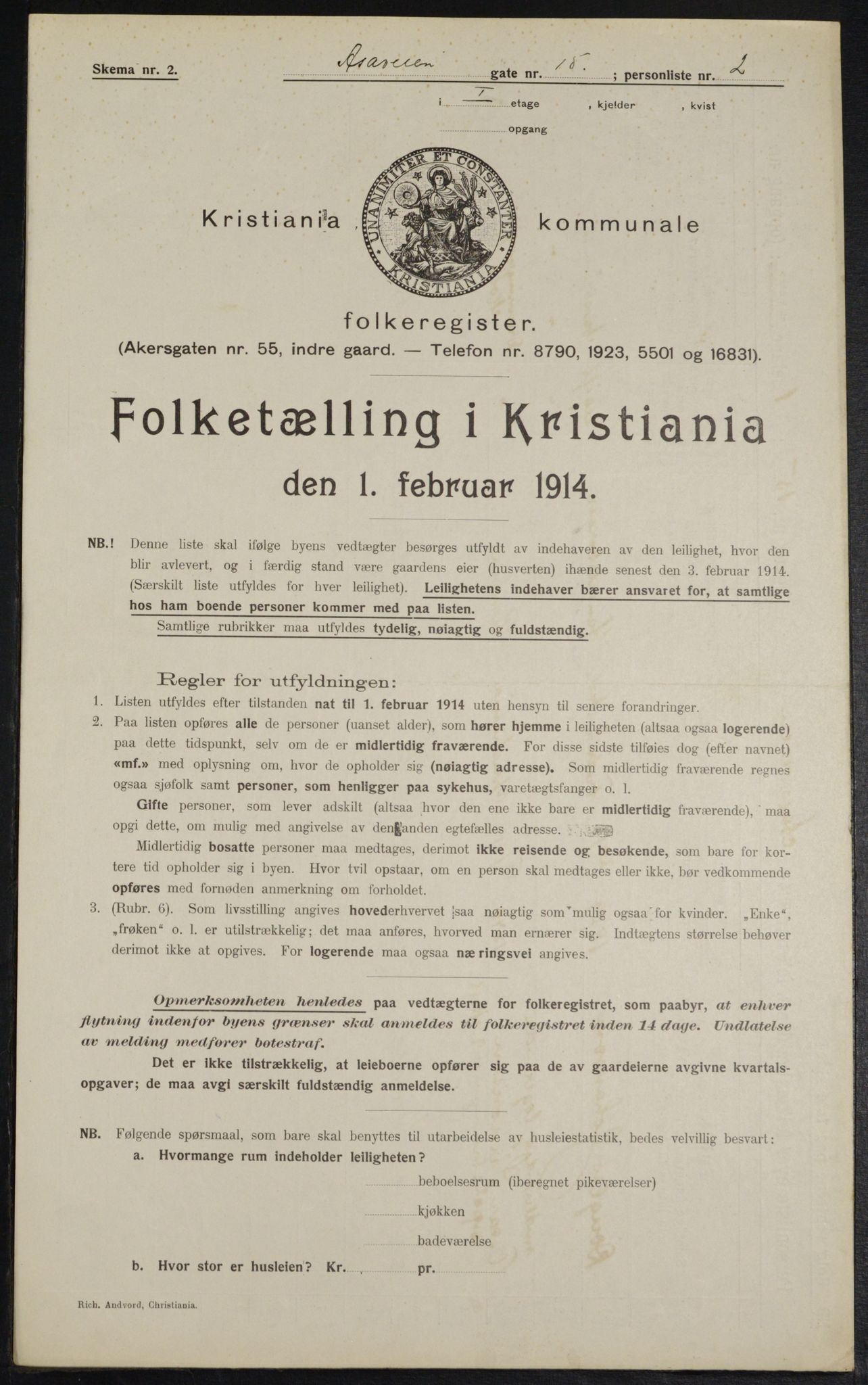 OBA, Municipal Census 1914 for Kristiania, 1914, p. 132084