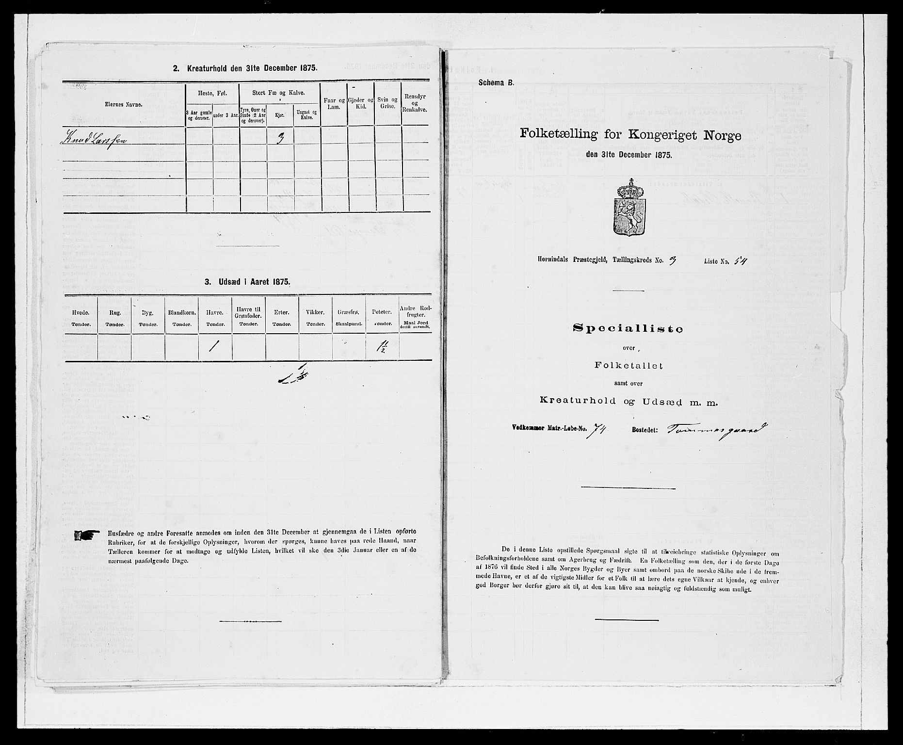 SAB, 1875 Census for 1444P Hornindal, 1875, p. 385