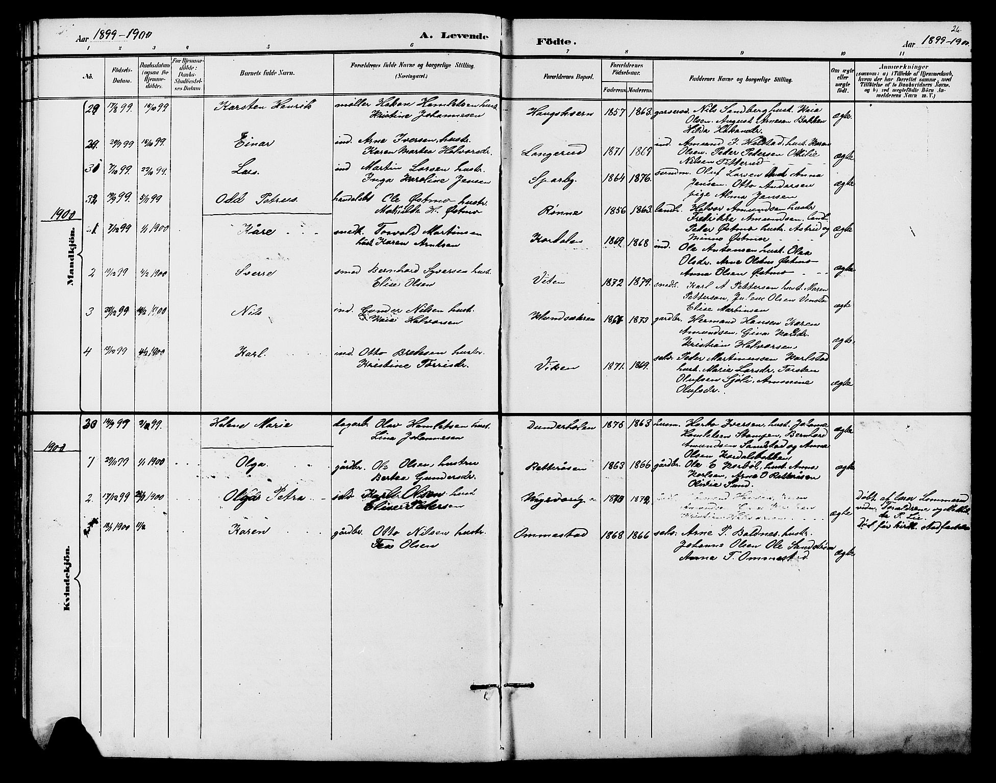 Hof prestekontor, SAH/PREST-038/H/Ha/Hab/L0001: Parish register (copy) no. 1, 1895-1914, p. 26