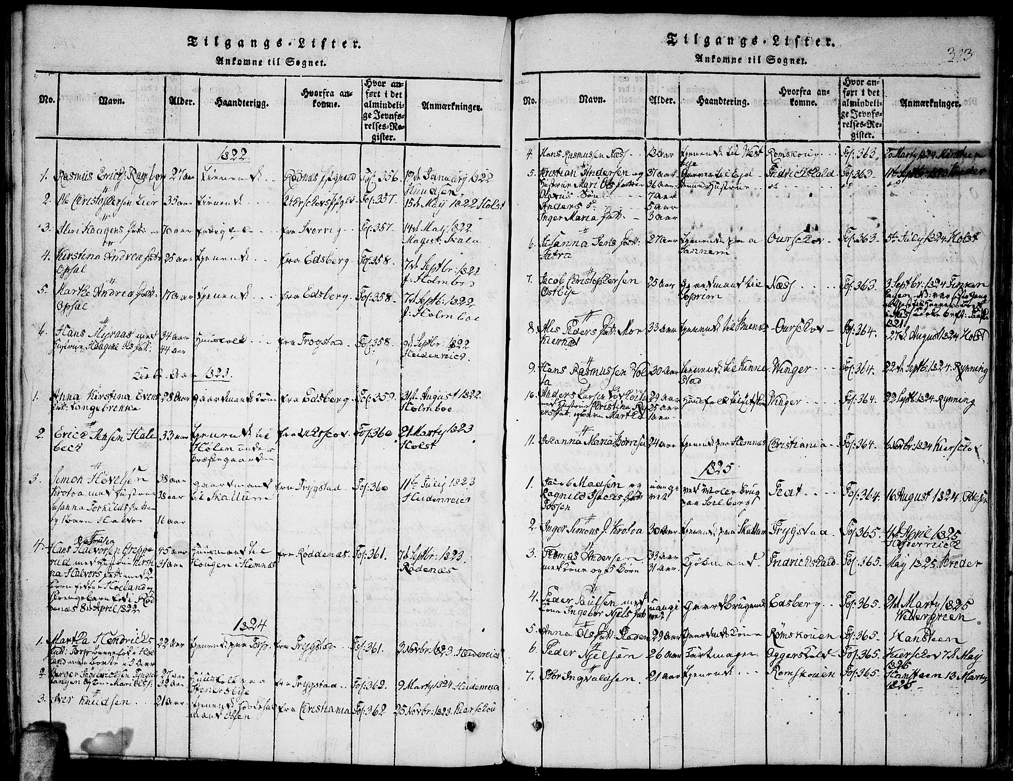 Høland prestekontor Kirkebøker, AV/SAO-A-10346a/F/Fa/L0007: Parish register (official) no. I 7, 1814-1827, p. 313