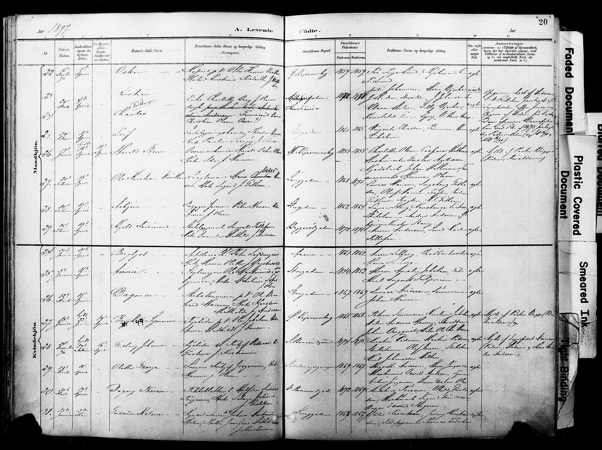 Horten kirkebøker, AV/SAKO-A-348/F/Fa/L0005: Parish register (official) no. 5, 1896-1904, p. 20