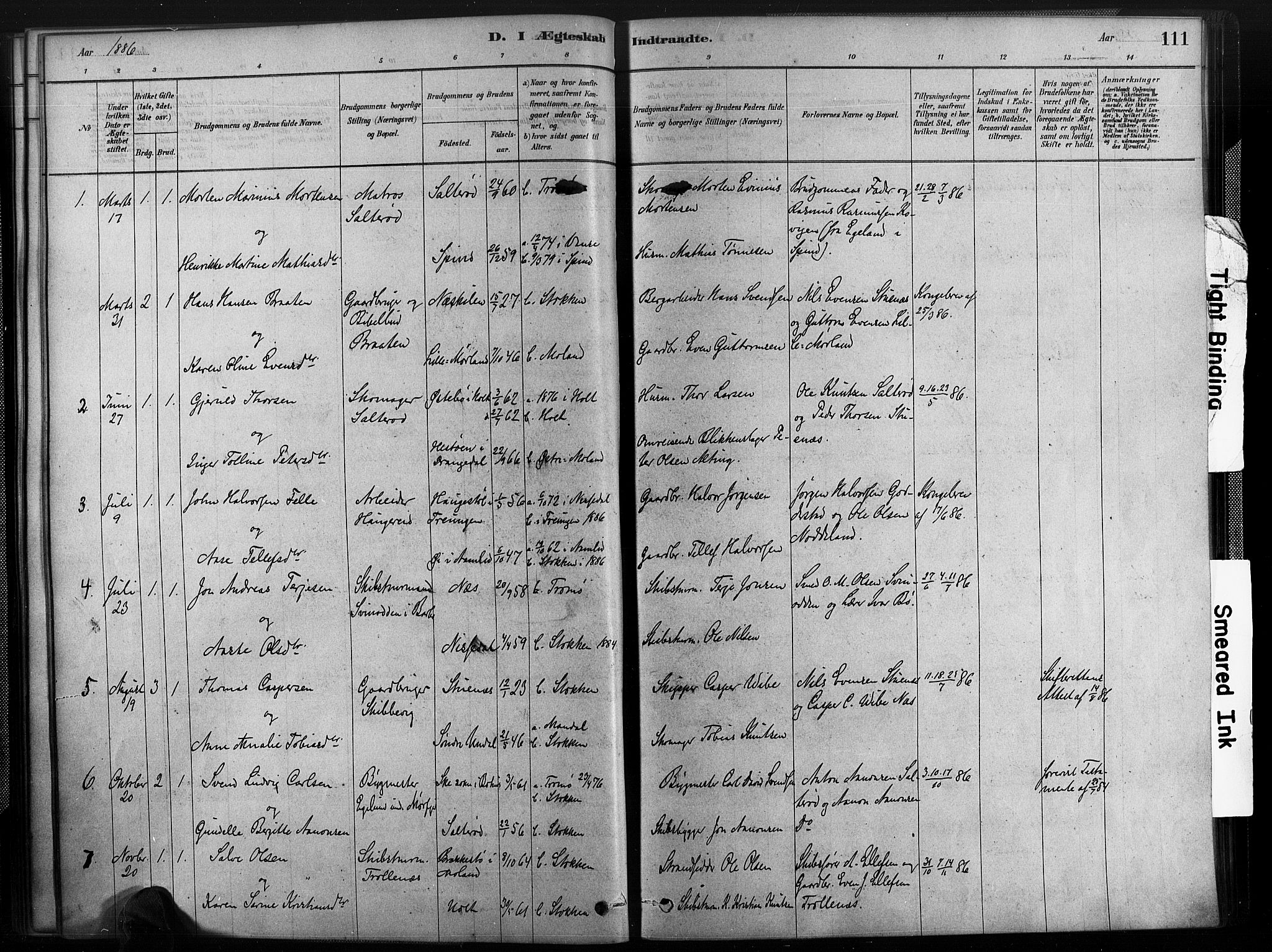 Austre Moland sokneprestkontor, SAK/1111-0001/F/Fa/Fab/L0001: Parish register (official) no. A 1, 1878-1898, p. 111