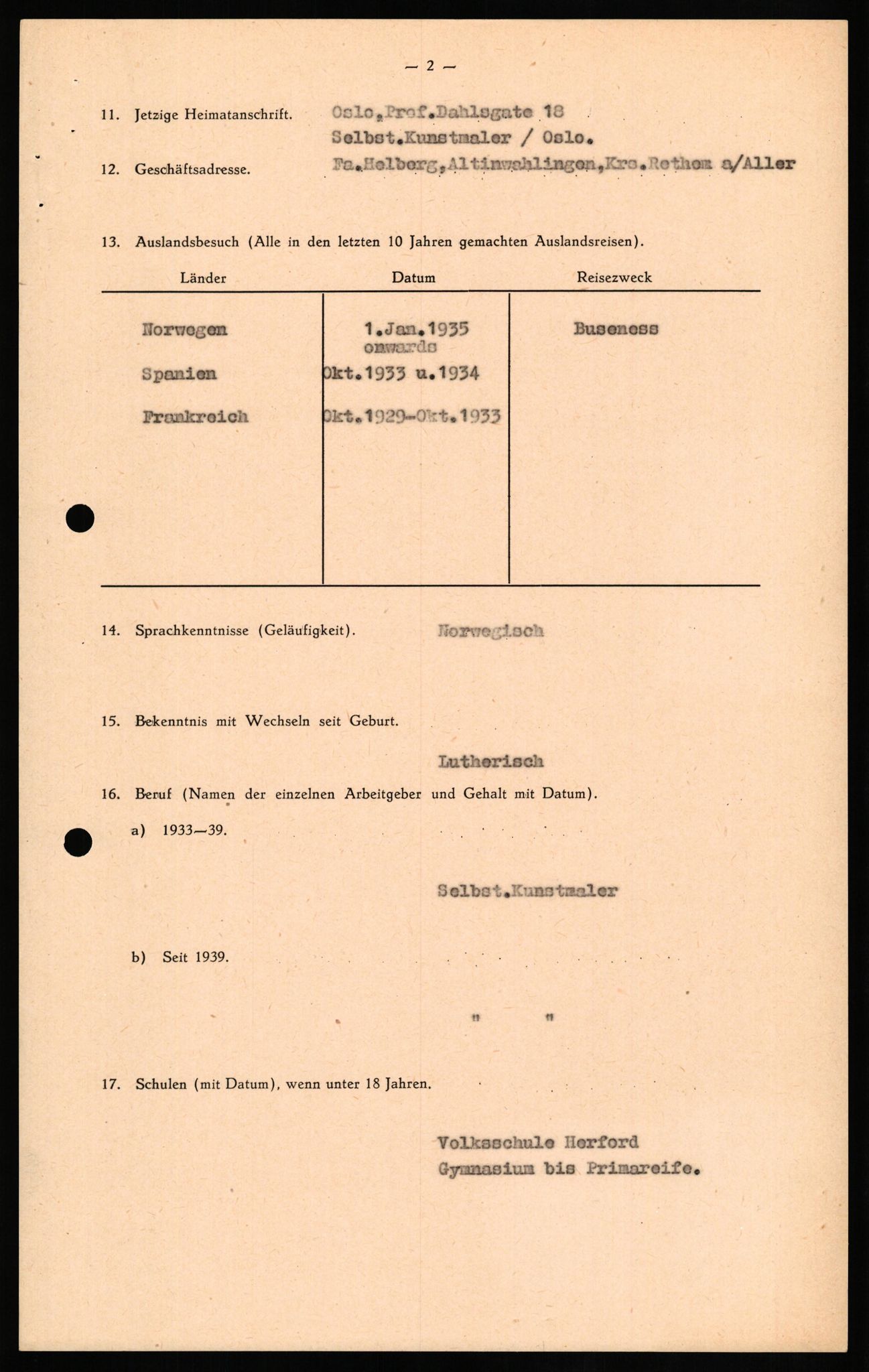 Forsvaret, Forsvarets overkommando II, AV/RA-RAFA-3915/D/Db/L0018: CI Questionaires. Tyske okkupasjonsstyrker i Norge. Tyskere., 1945-1946, p. 499