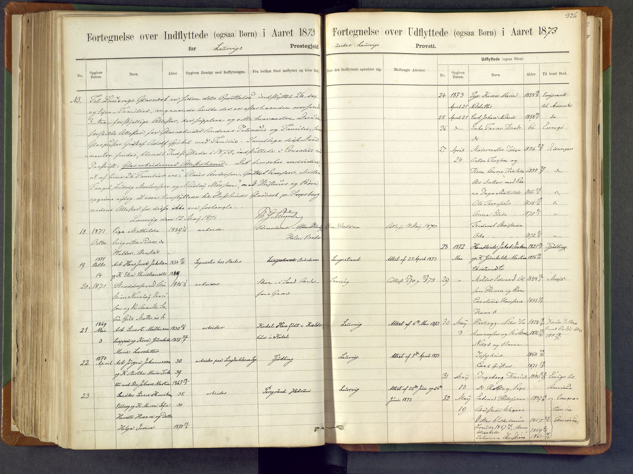 Larvik kirkebøker, AV/SAKO-A-352/F/Fa/L0007: Parish register (official) no. I 7, 1871-1883, p. 326