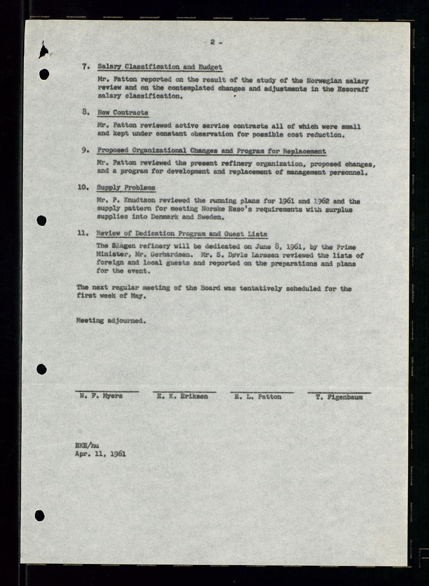 PA 1537 - A/S Essoraffineriet Norge, AV/SAST-A-101957/A/Aa/L0002/0001: Styremøter / Shareholder meetings, Board meeting minutes, 1957-1961, p. 63