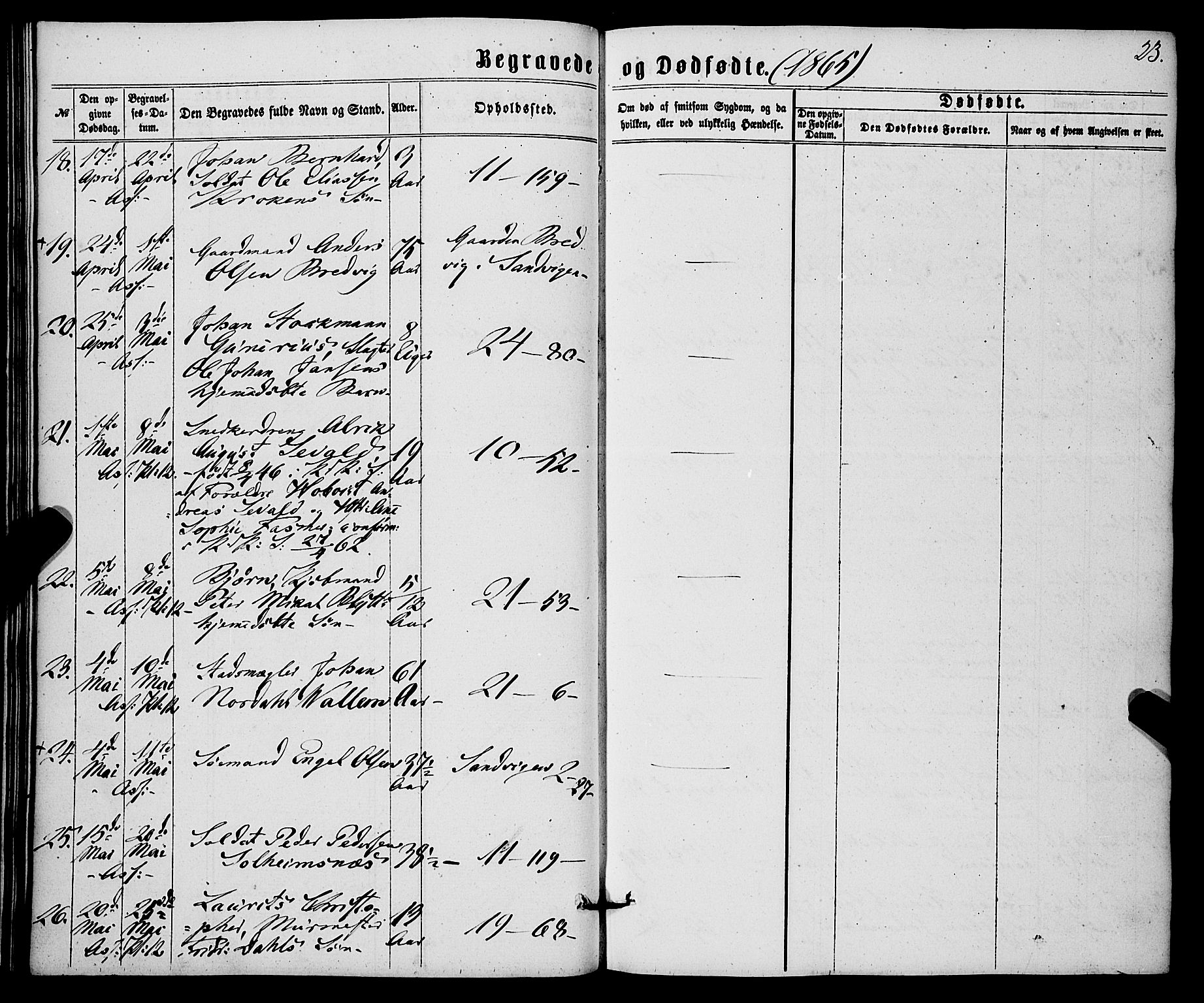 Korskirken sokneprestembete, SAB/A-76101/H/Haa/L0045: Parish register (official) no. E 3, 1863-1875, p. 23