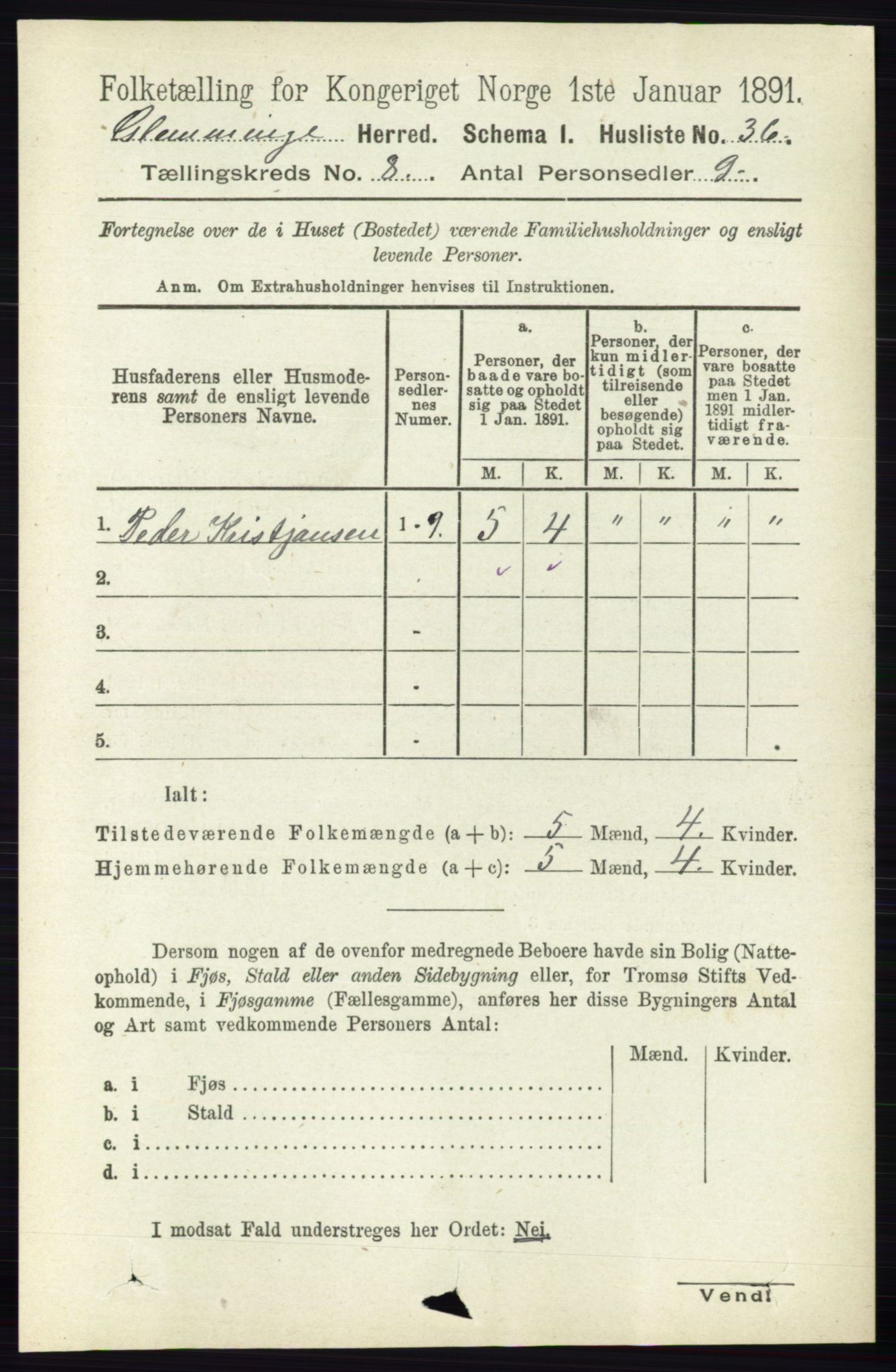 RA, 1891 census for 0132 Glemmen, 1891, p. 9300