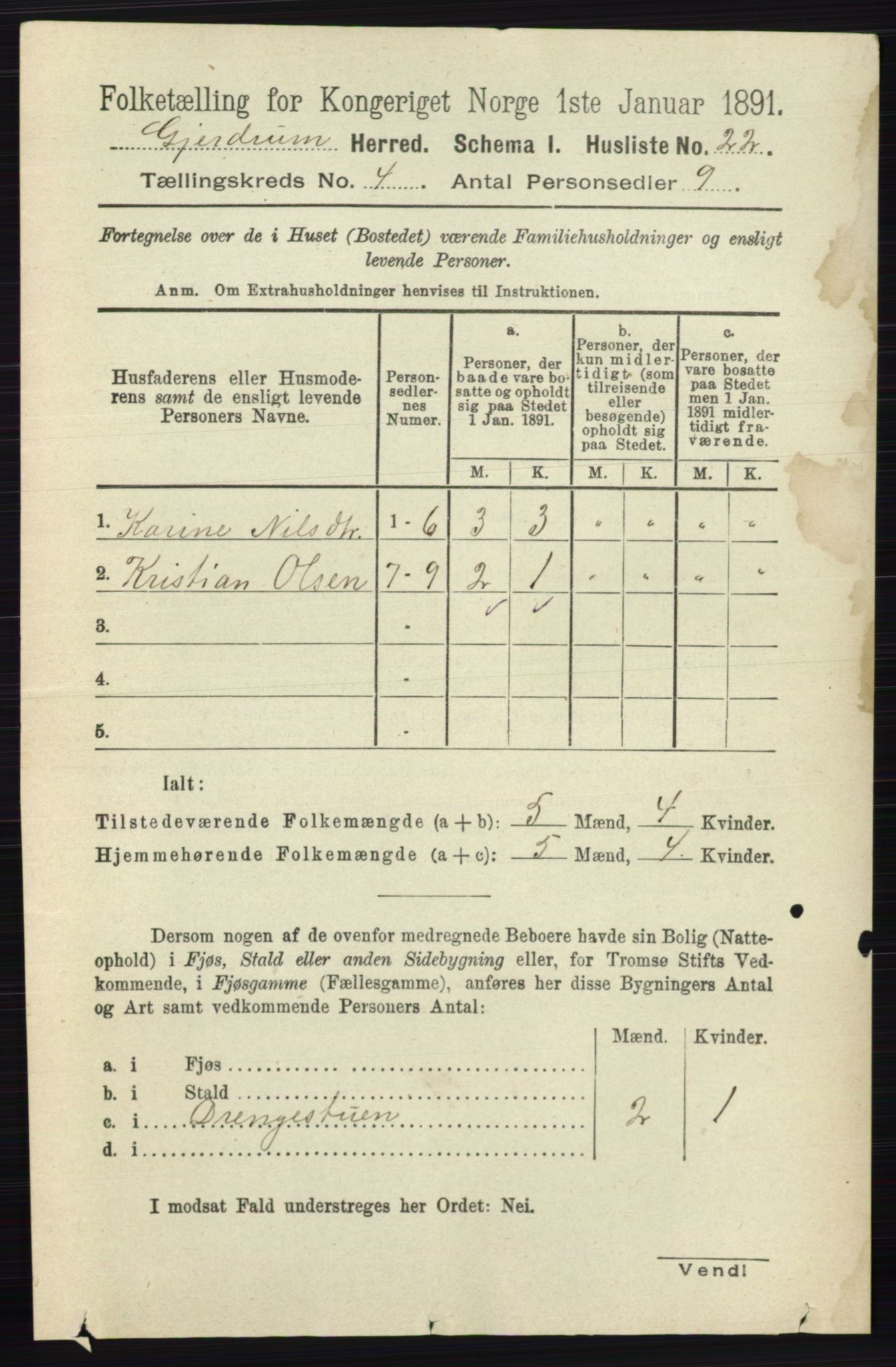 RA, 1891 census for 0234 Gjerdrum, 1891, p. 1771