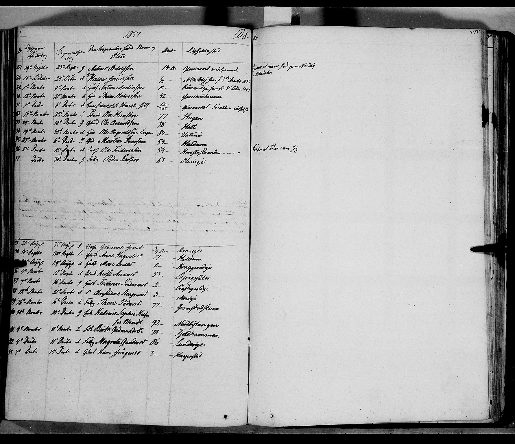 Jevnaker prestekontor, SAH/PREST-116/H/Ha/Haa/L0006: Parish register (official) no. 6, 1837-1857, p. 275
