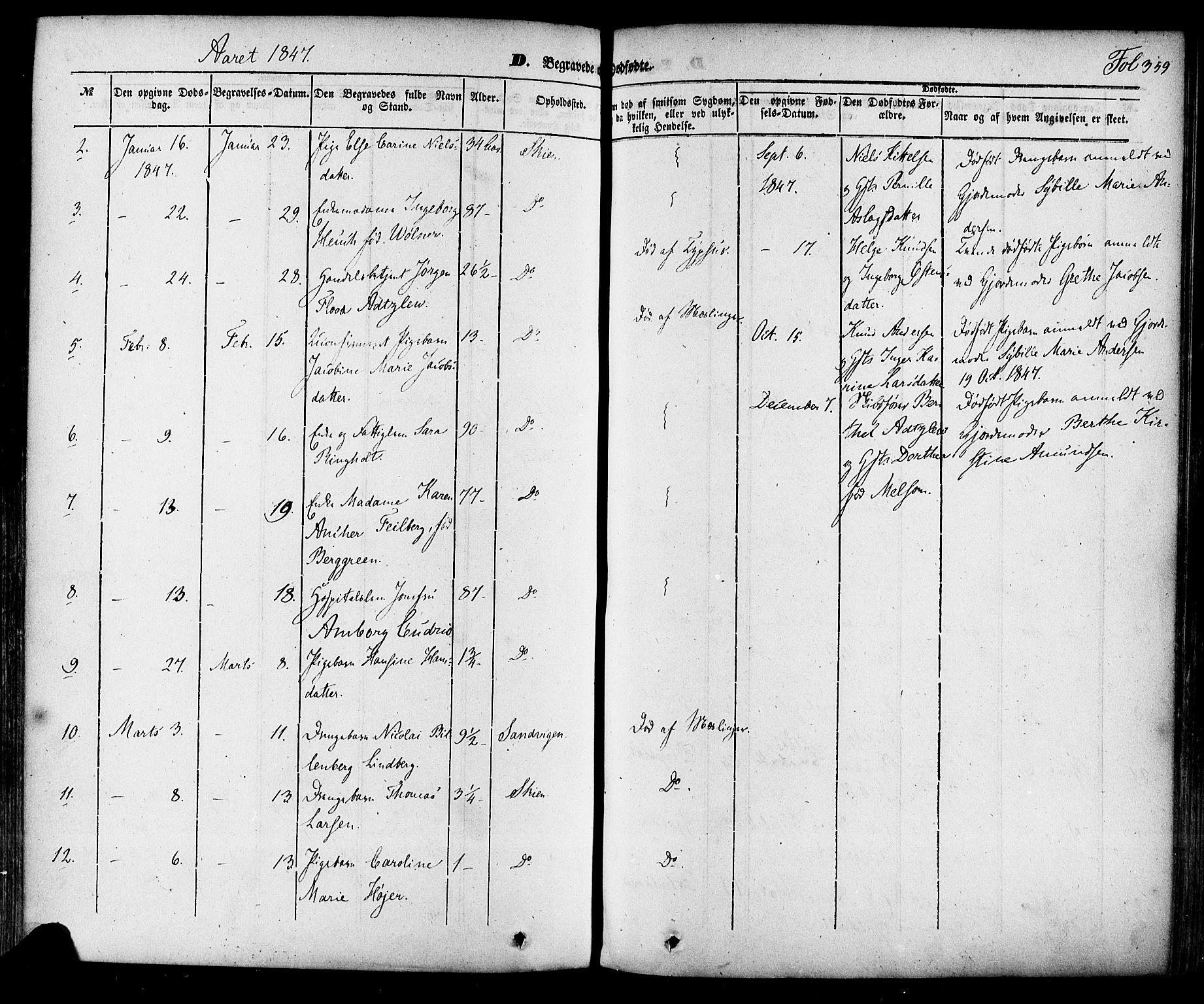 Skien kirkebøker, SAKO/A-302/F/Fa/L0006a: Parish register (official) no. 6A, 1843-1856, p. 359