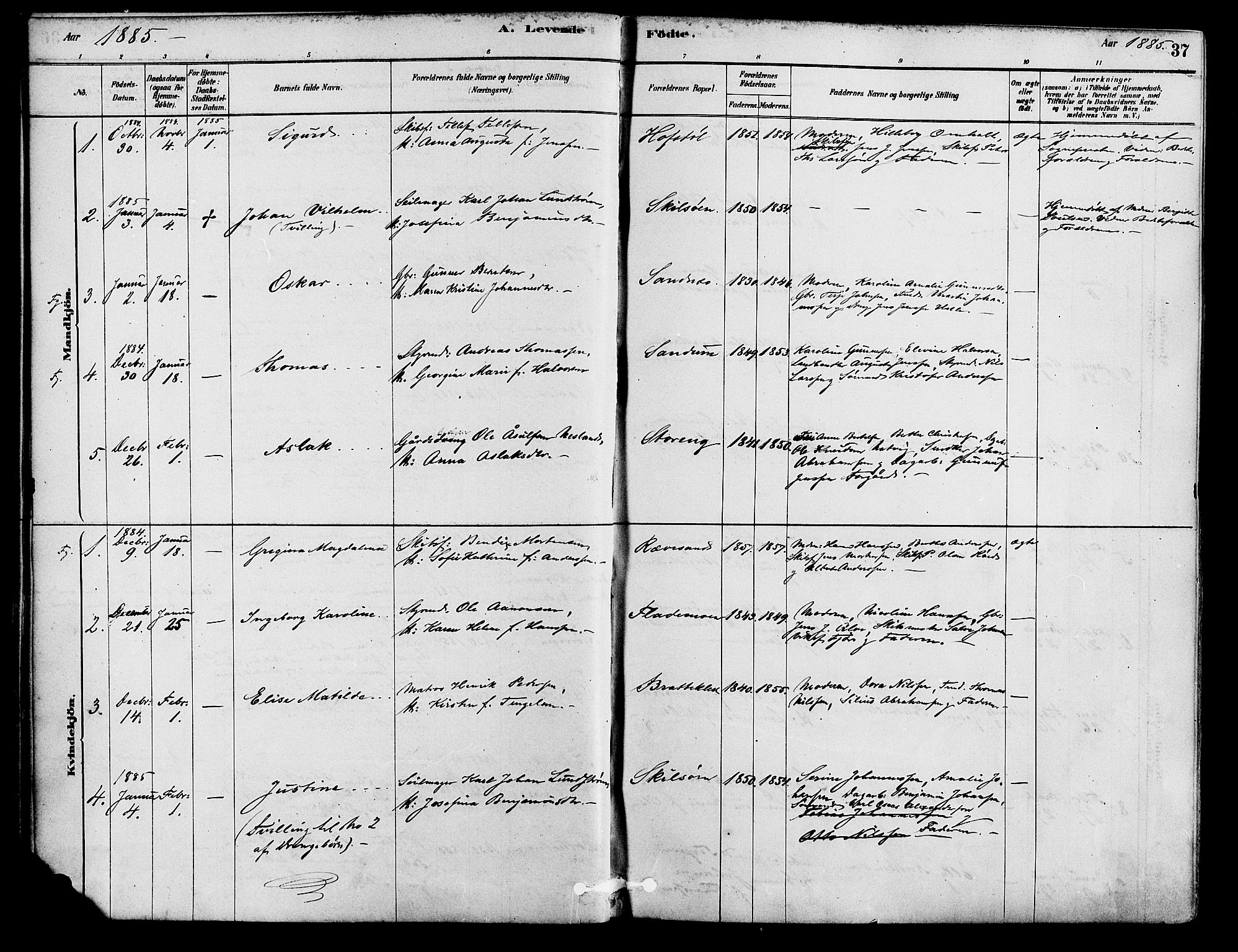 Tromøy sokneprestkontor, AV/SAK-1111-0041/F/Fa/L0009: Parish register (official) no. A 9, 1878-1896, p. 38