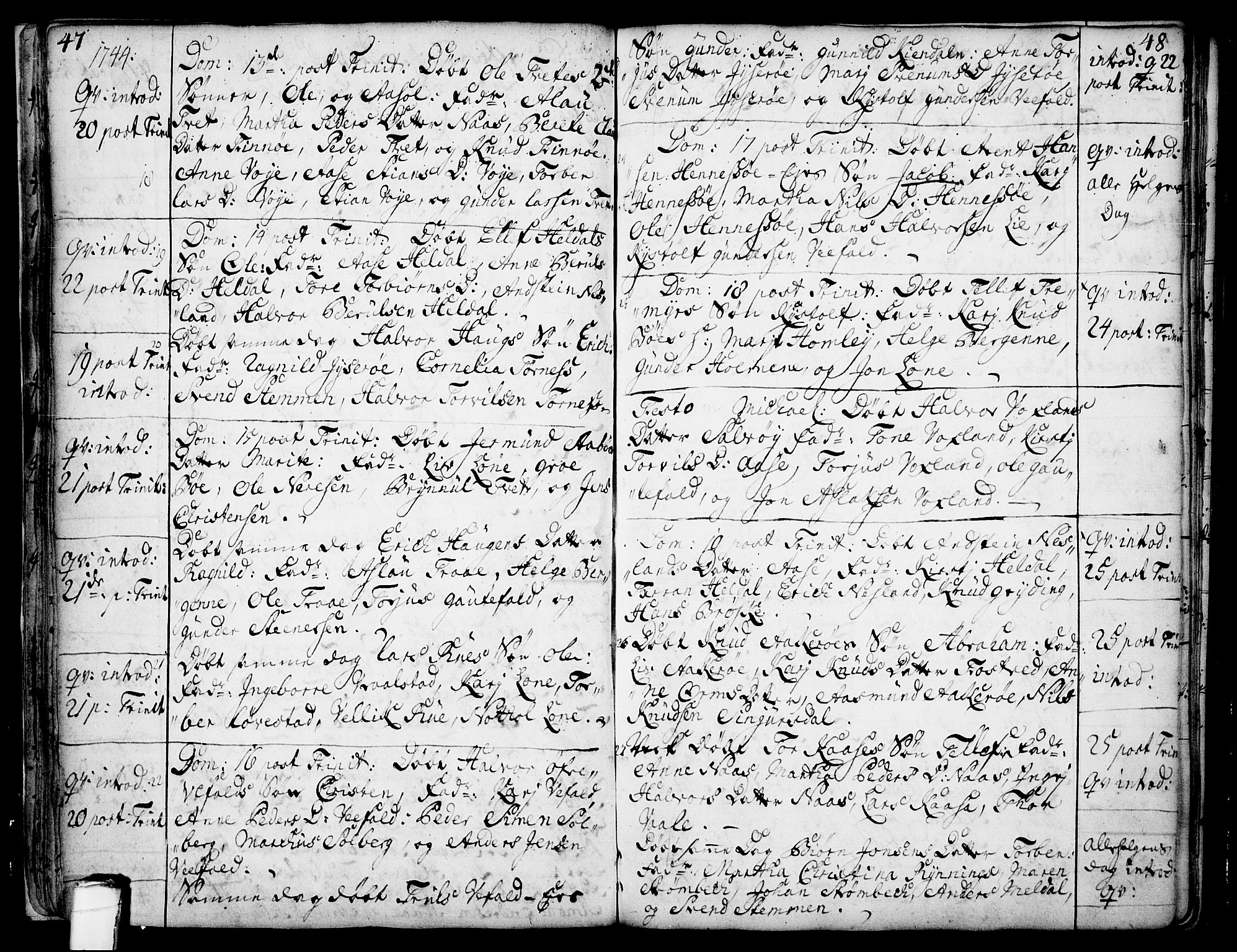 Drangedal kirkebøker, AV/SAKO-A-258/F/Fa/L0002: Parish register (official) no. 2, 1733-1753, p. 47-48