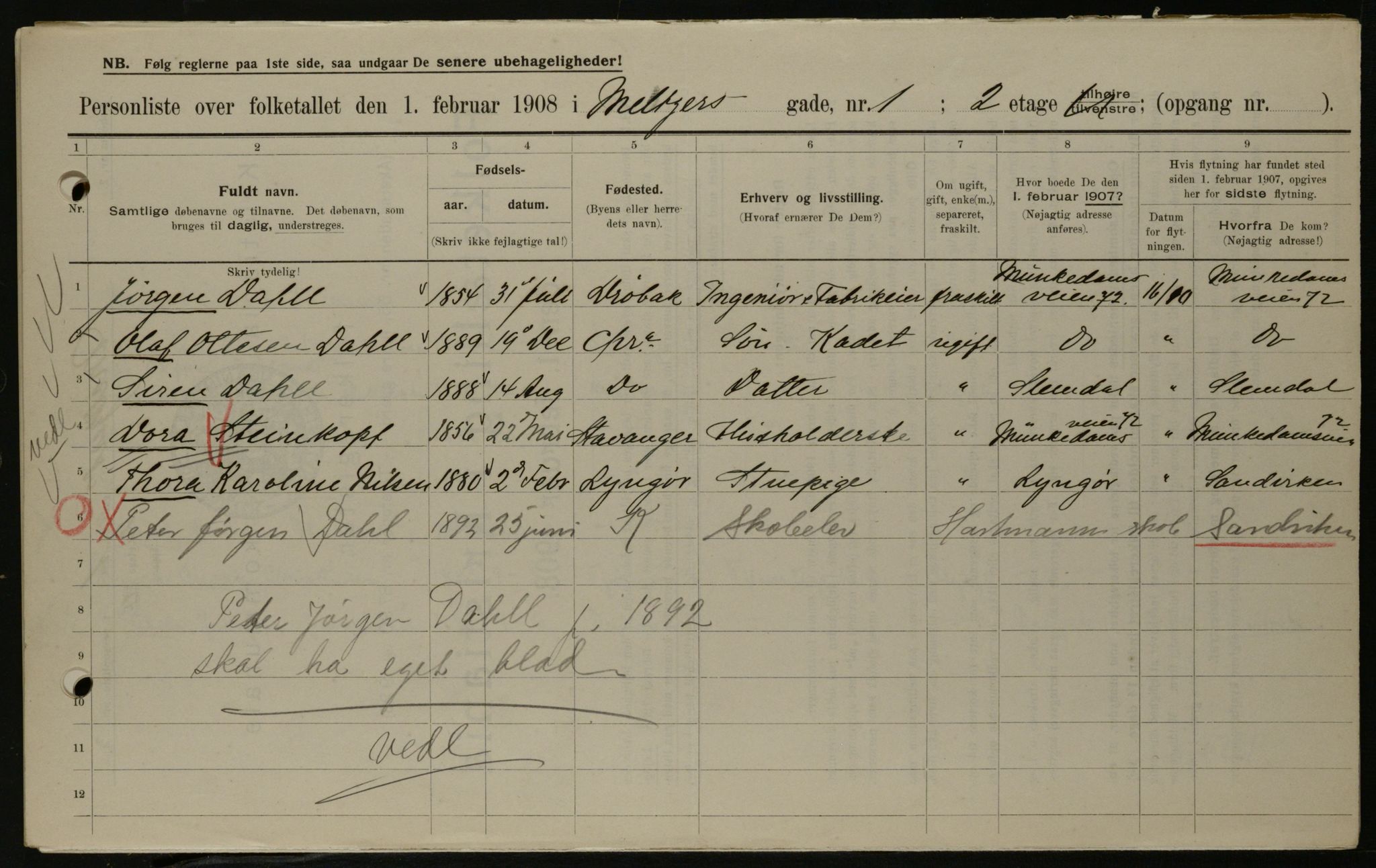 OBA, Municipal Census 1908 for Kristiania, 1908, p. 58395