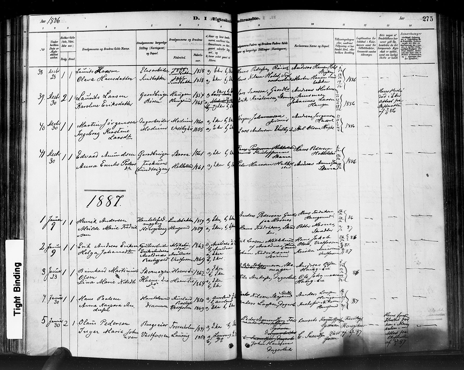 Eiker kirkebøker, SAKO/A-4/F/Fb/L0001: Parish register (official) no. II 1, 1878-1888, p. 275