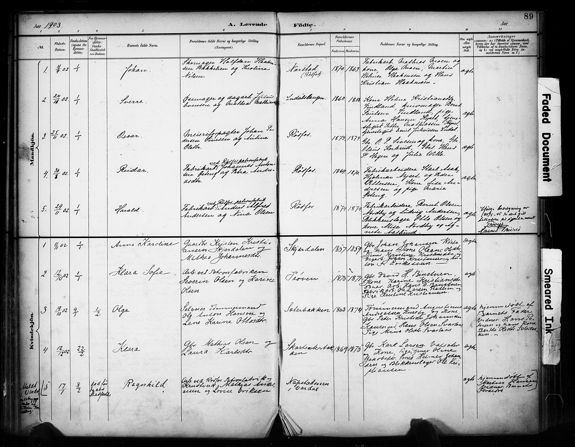 Vestre Toten prestekontor, AV/SAH-PREST-108/H/Ha/Haa/L0011: Parish register (official) no. 11, 1895-1906, p. 89