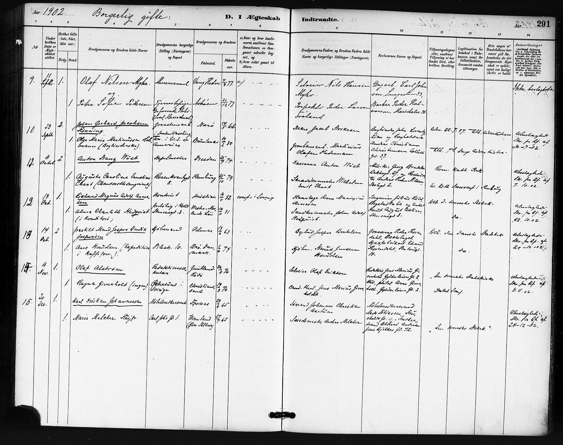 Oslo domkirke Kirkebøker, AV/SAO-A-10752/F/Fa/L0032: Parish register (official) no. 32, 1885-1902, p. 291