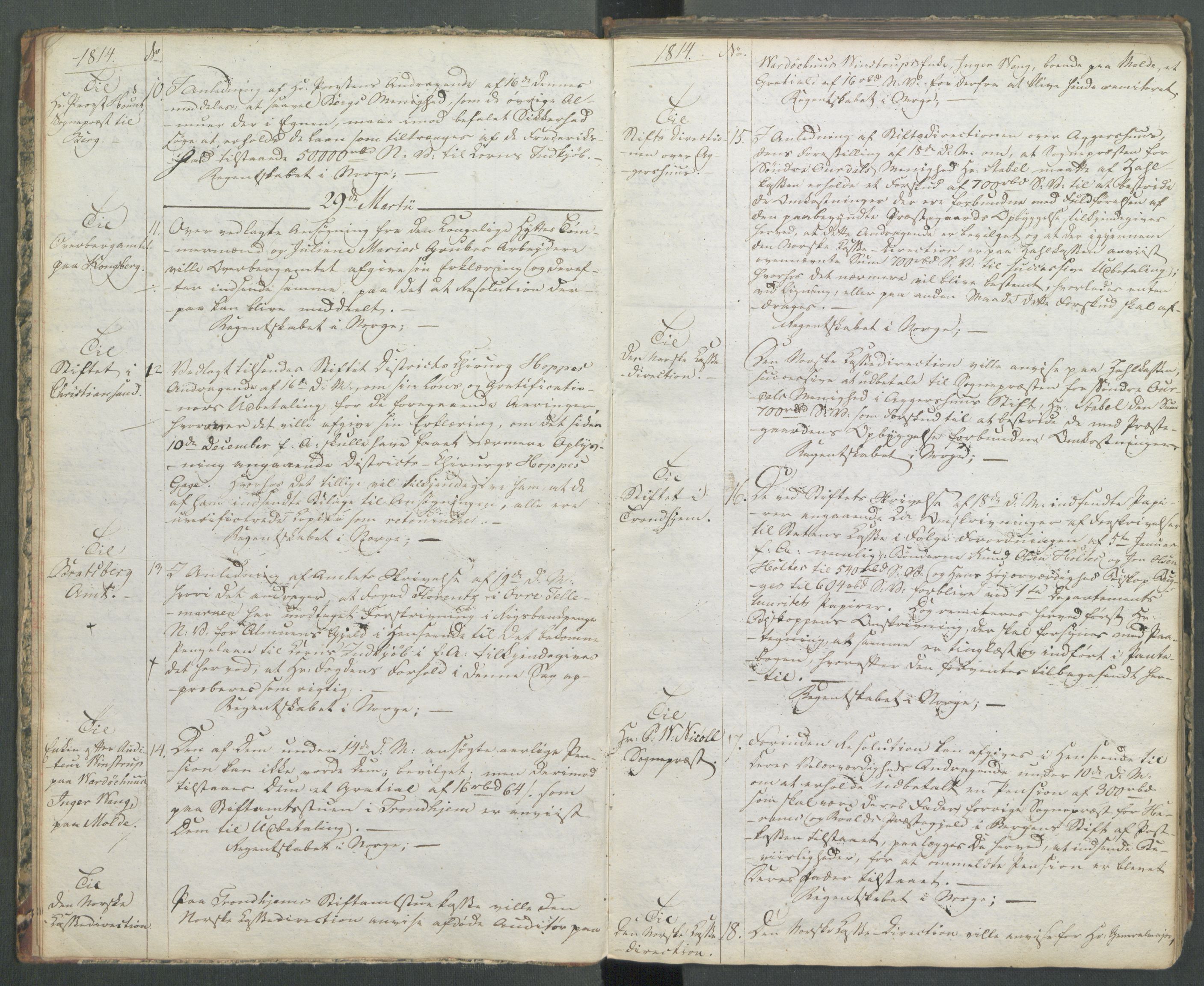 Departementene i 1814, AV/RA-S-3899/Fa/L0004: 1. byrå - Kopibok B 1-370, 1814, p. 5