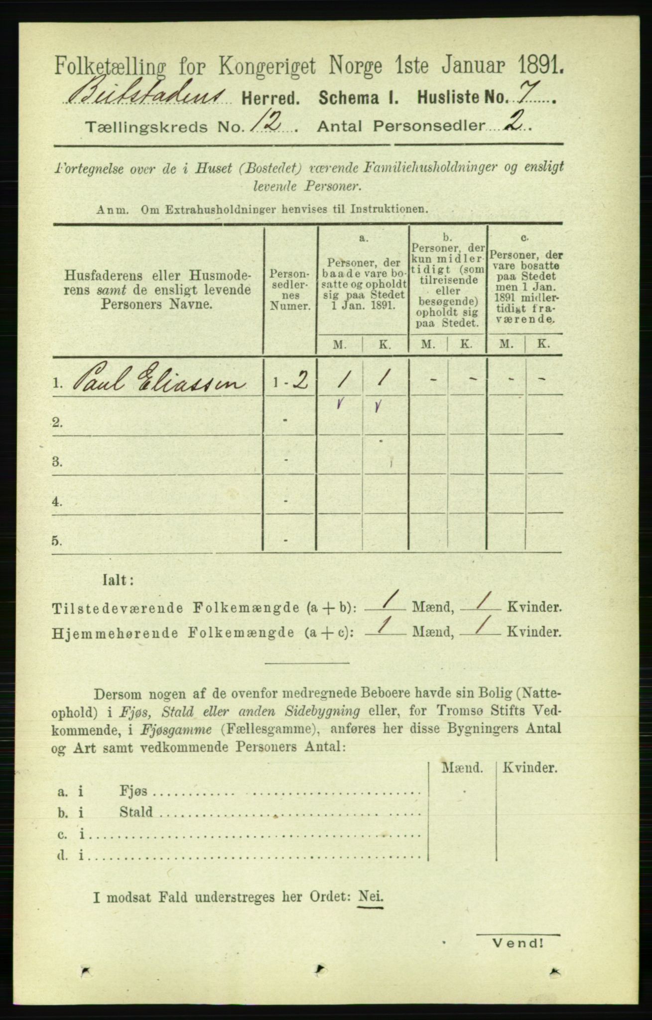 RA, 1891 census for 1727 Beitstad, 1891, p. 3332