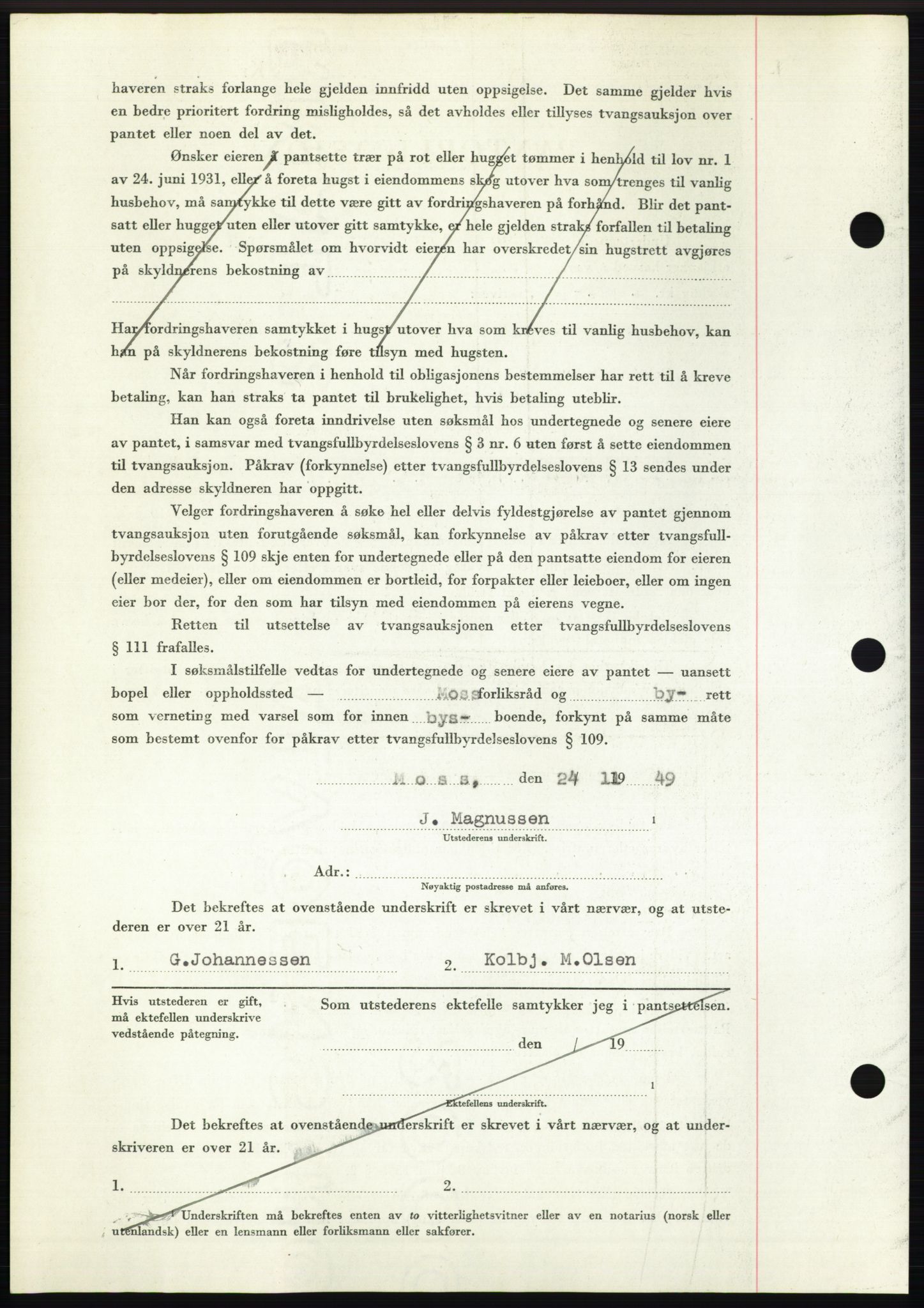 Moss sorenskriveri, SAO/A-10168: Mortgage book no. B23, 1949-1950, Diary no: : 3637/1949