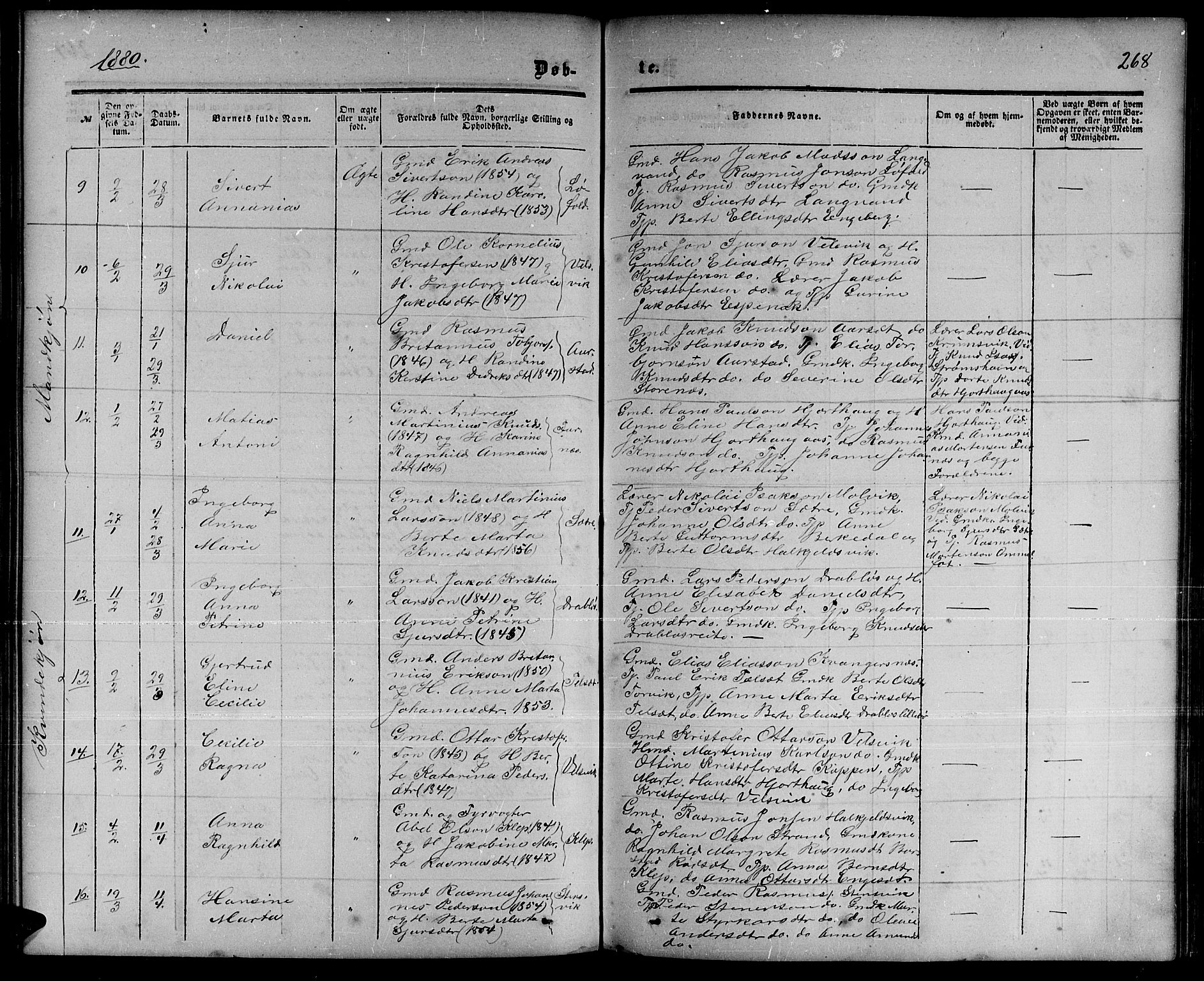 Ministerialprotokoller, klokkerbøker og fødselsregistre - Møre og Romsdal, AV/SAT-A-1454/511/L0157: Parish register (copy) no. 511C03, 1864-1884, p. 268