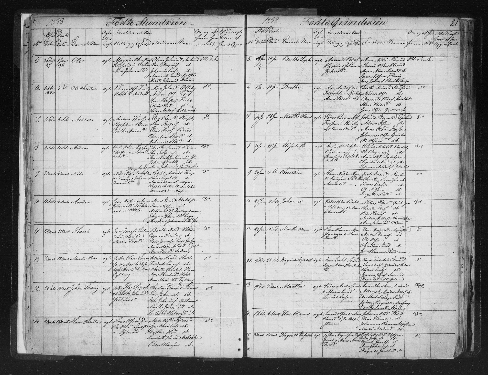 Aremark prestekontor Kirkebøker, AV/SAO-A-10899/F/Fc/L0002: Parish register (official) no. III 2, 1834-1849, p. 21