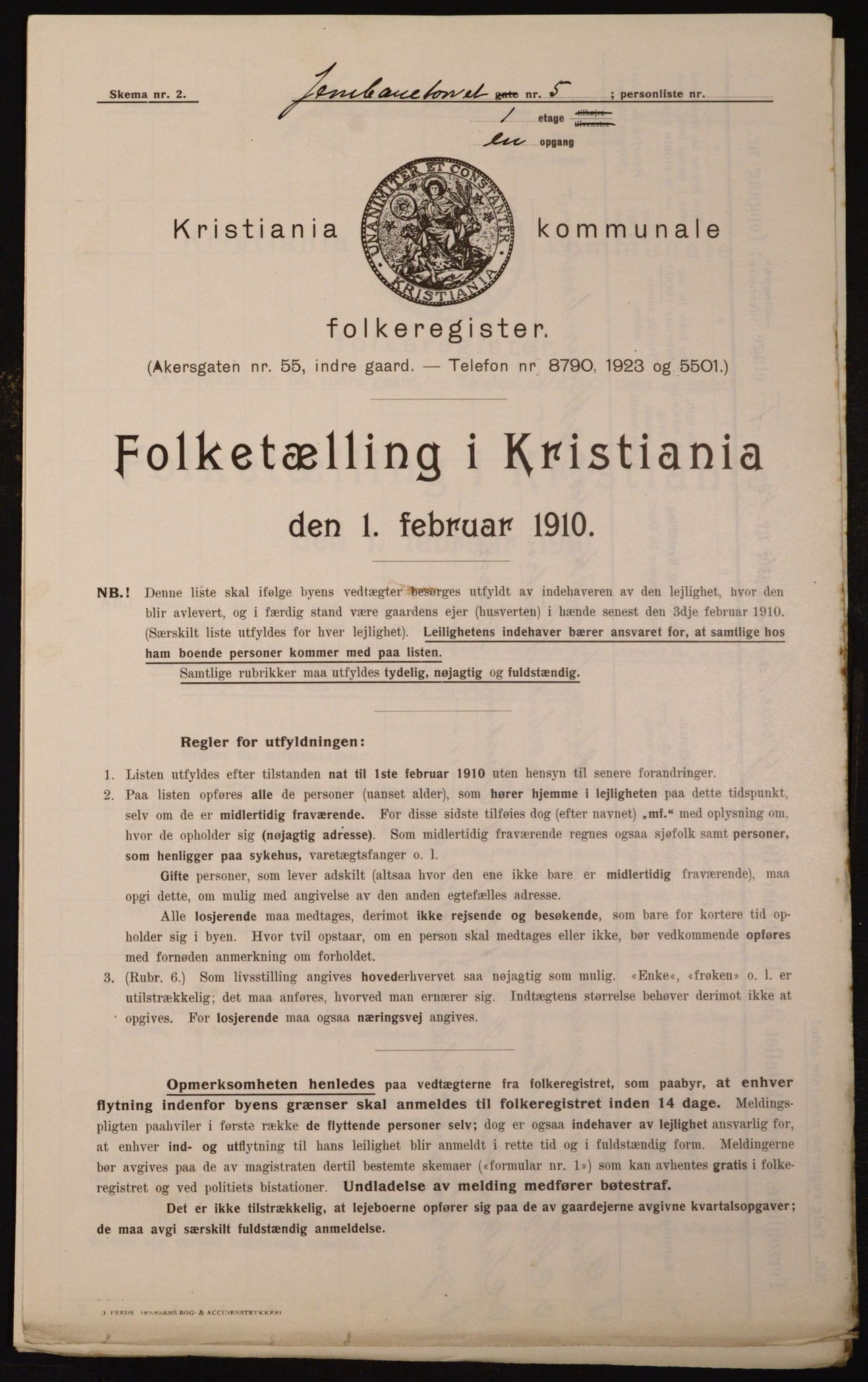 OBA, Municipal Census 1910 for Kristiania, 1910, p. 45623