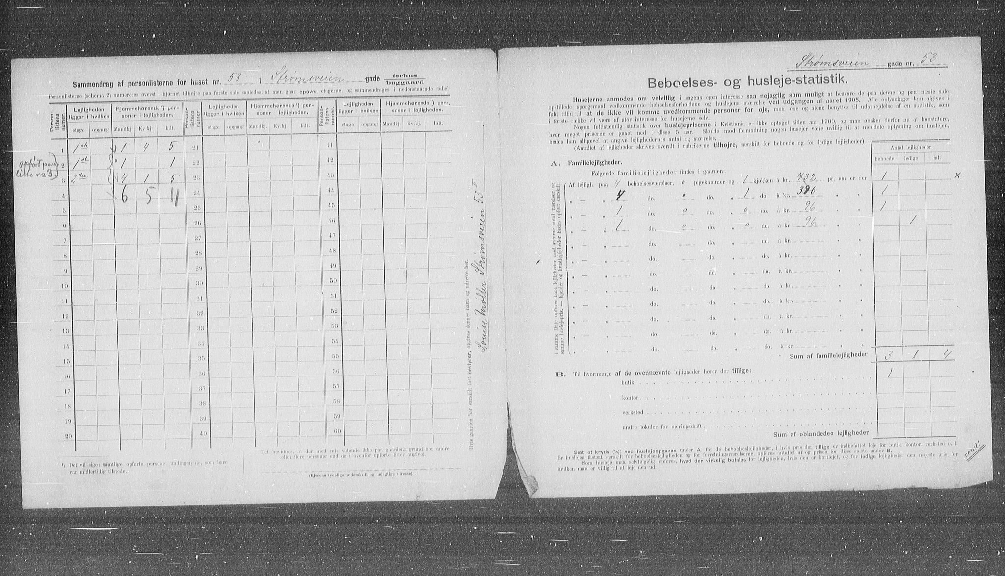 OBA, Municipal Census 1905 for Kristiania, 1905, p. 54657