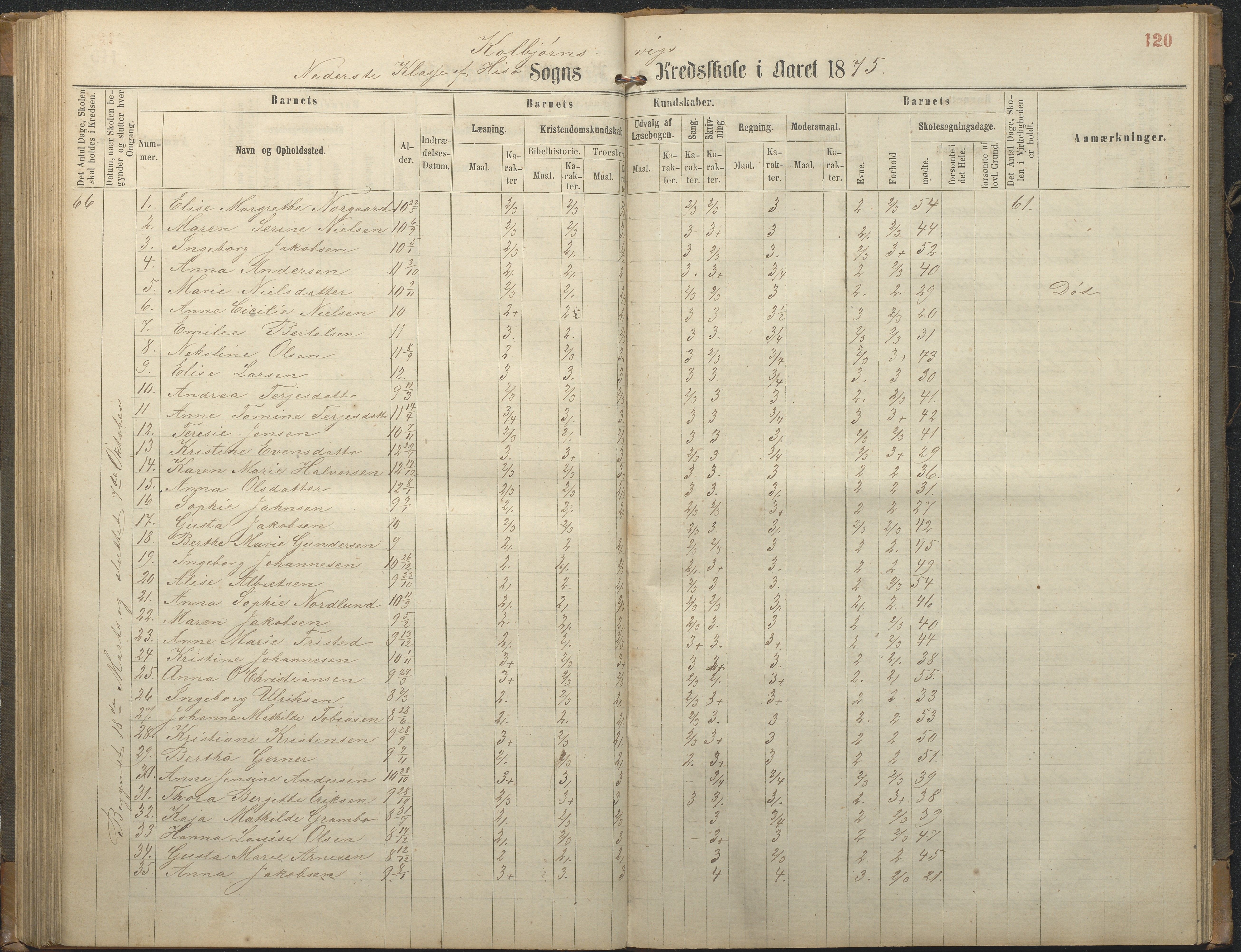 Hisøy kommune frem til 1991, AAKS/KA0922-PK/32/L0006: Skoleprotokoll, 1863-1887, p. 120