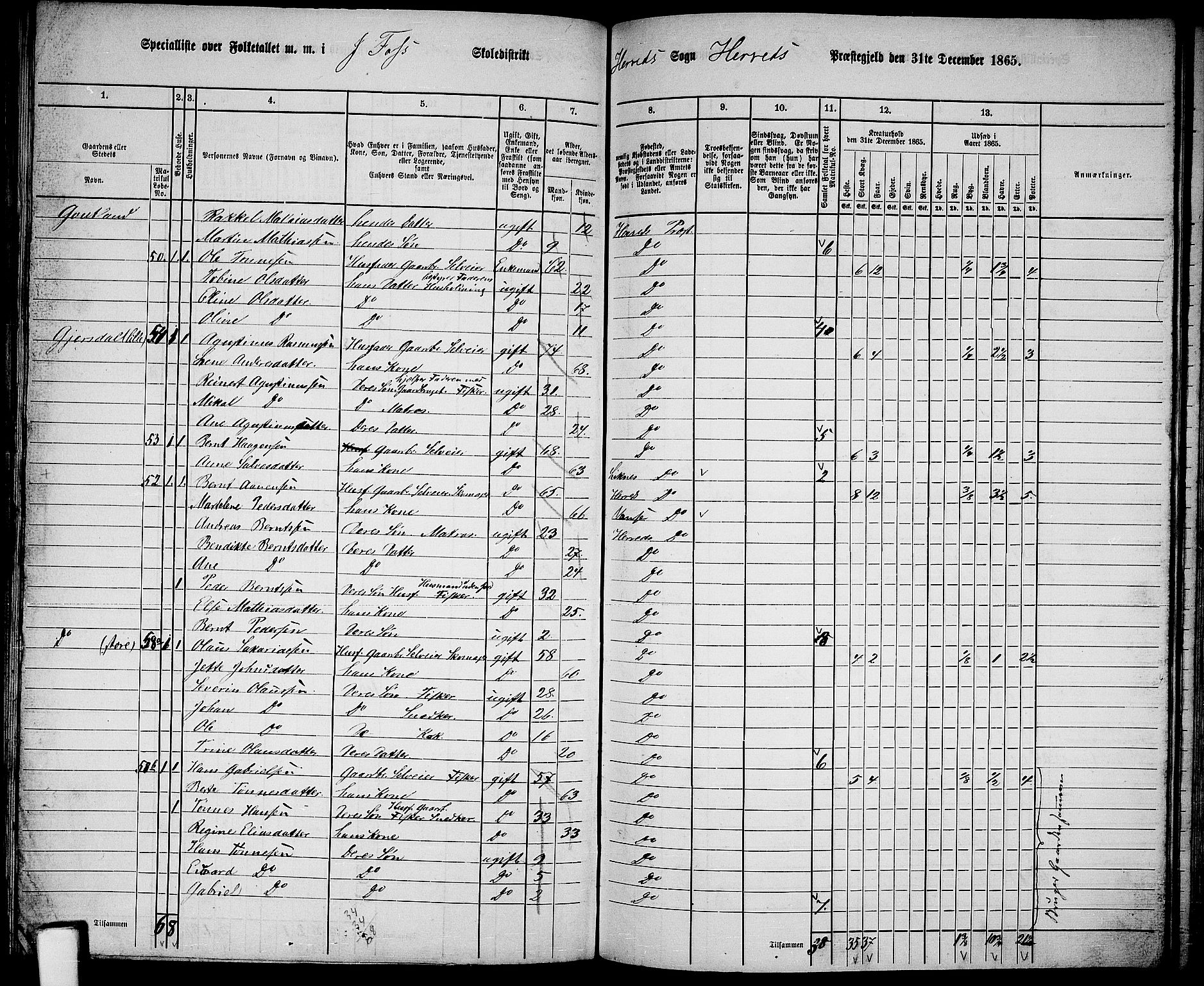 RA, 1865 census for Herad, 1865, p. 23