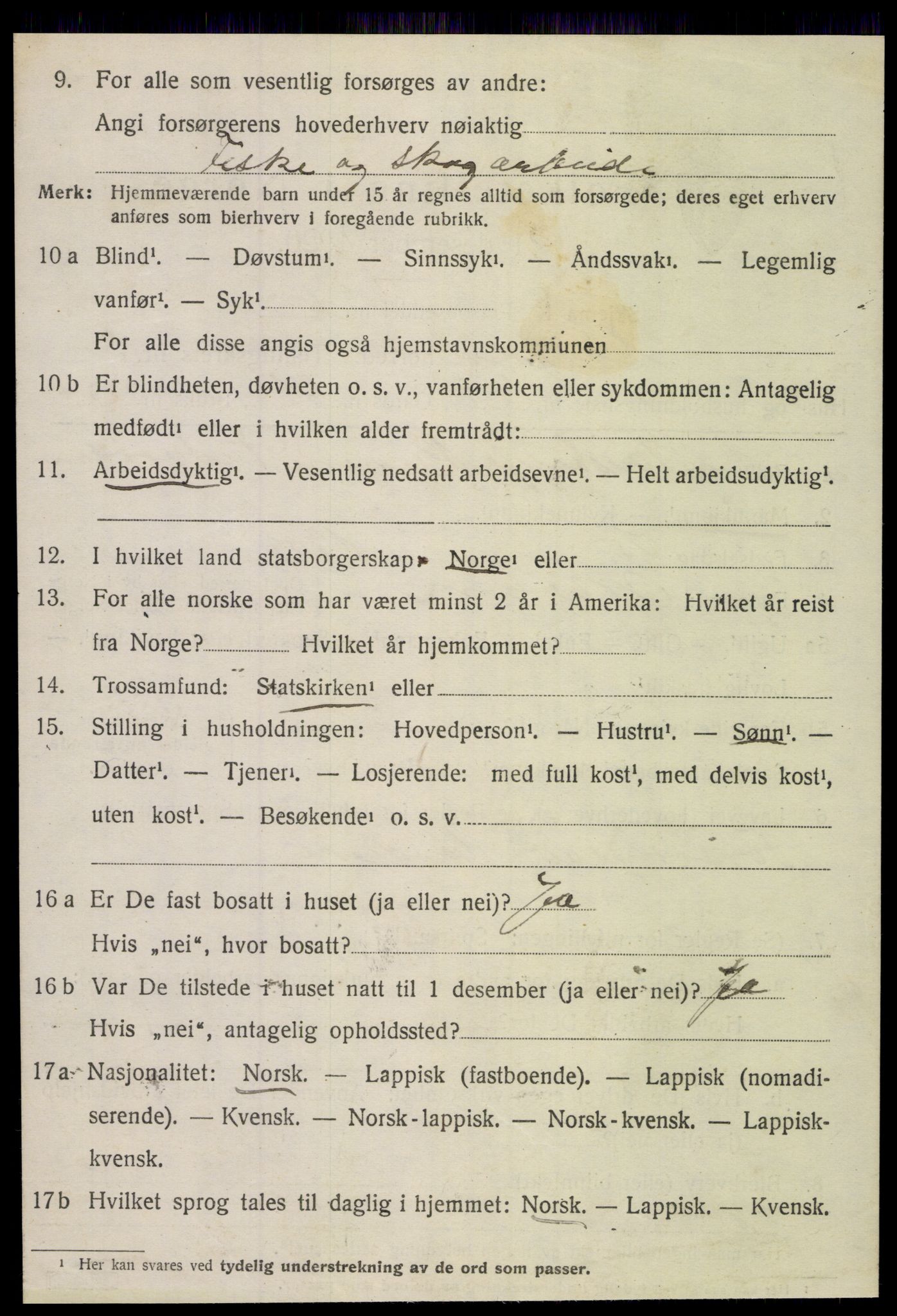 SAT, 1920 census for Sørfold, 1920, p. 2618