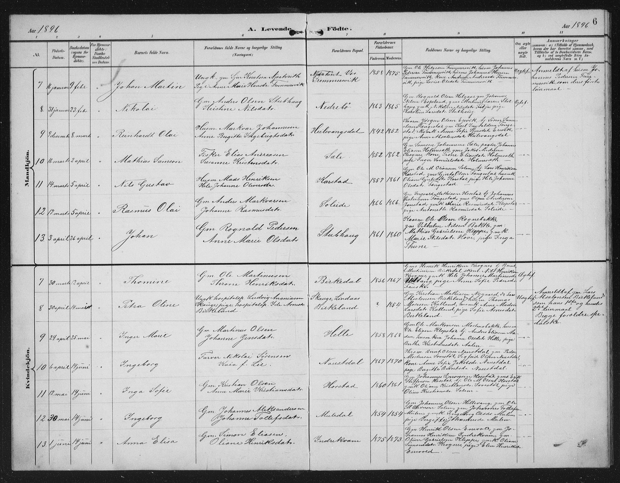 Førde sokneprestembete, SAB/A-79901/H/Hab/Habd/L0004: Parish register (copy) no. D 4, 1896-1913, p. 6