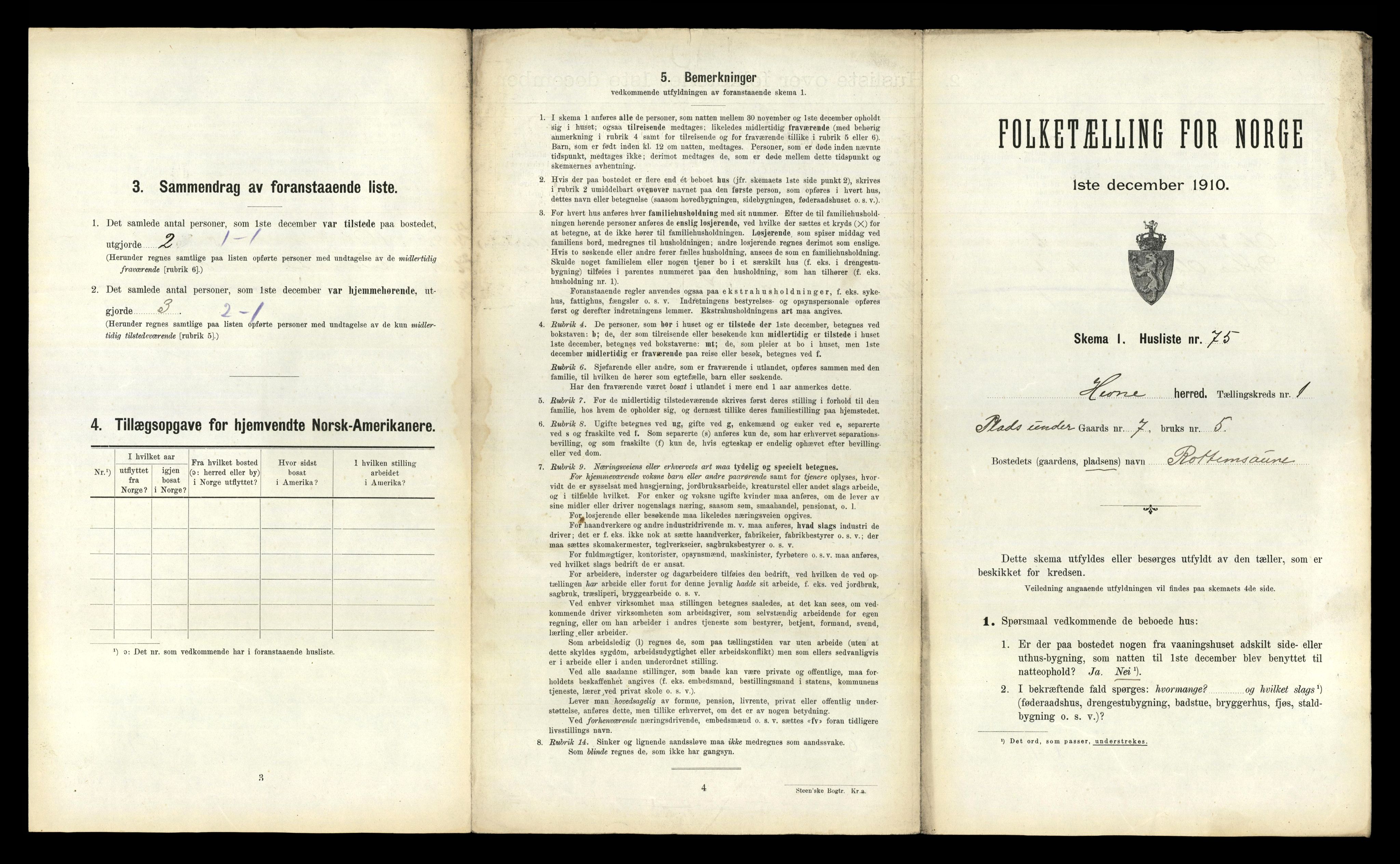 RA, 1910 census for Hemne, 1910, p. 199