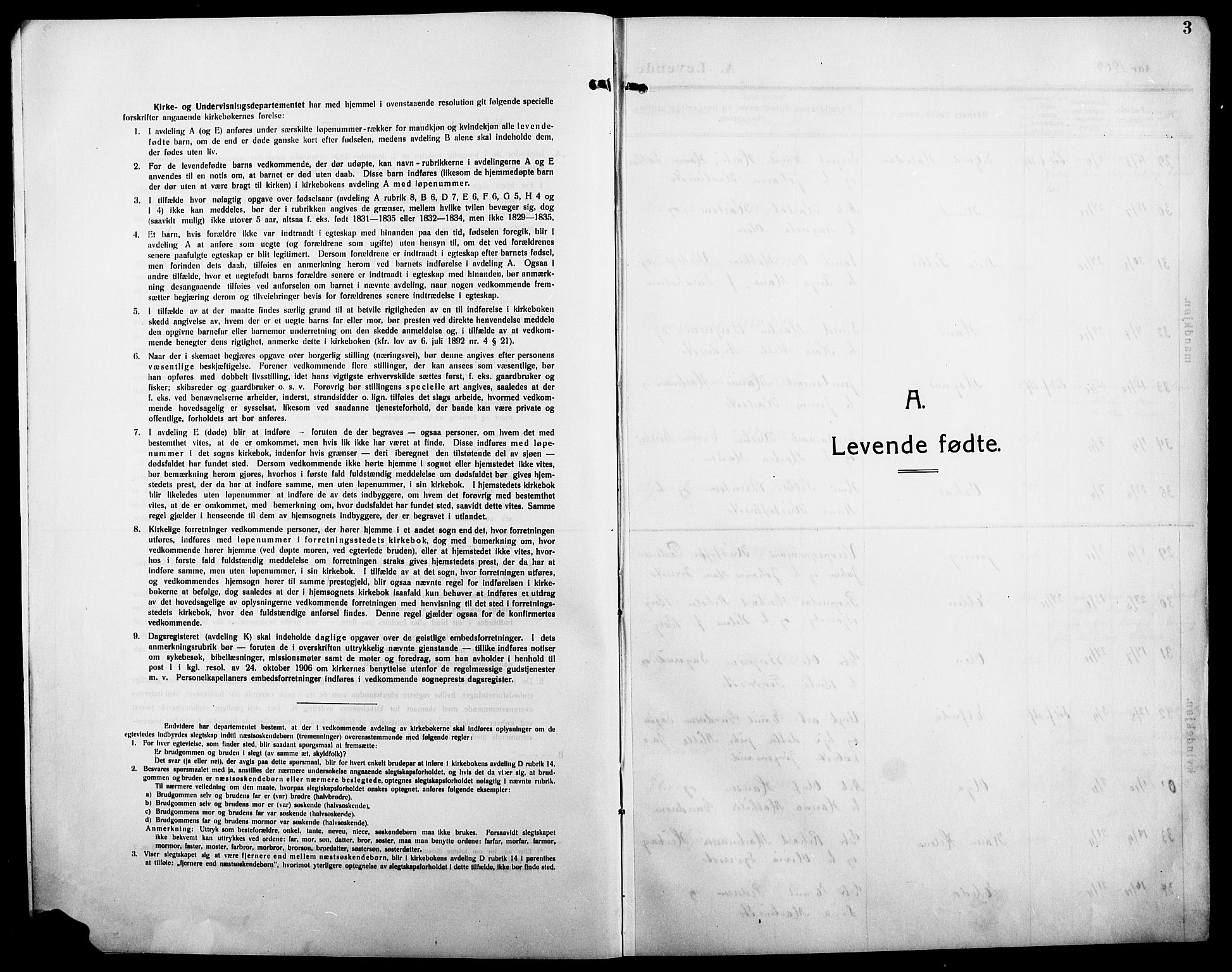 Åsnes prestekontor, SAH/PREST-042/H/Ha/Hab/L0007: Parish register (copy) no. 7, 1909-1926, p. 3