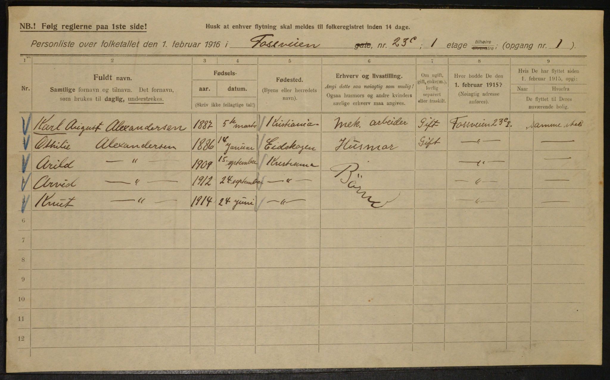 OBA, Municipal Census 1916 for Kristiania, 1916, p. 25686