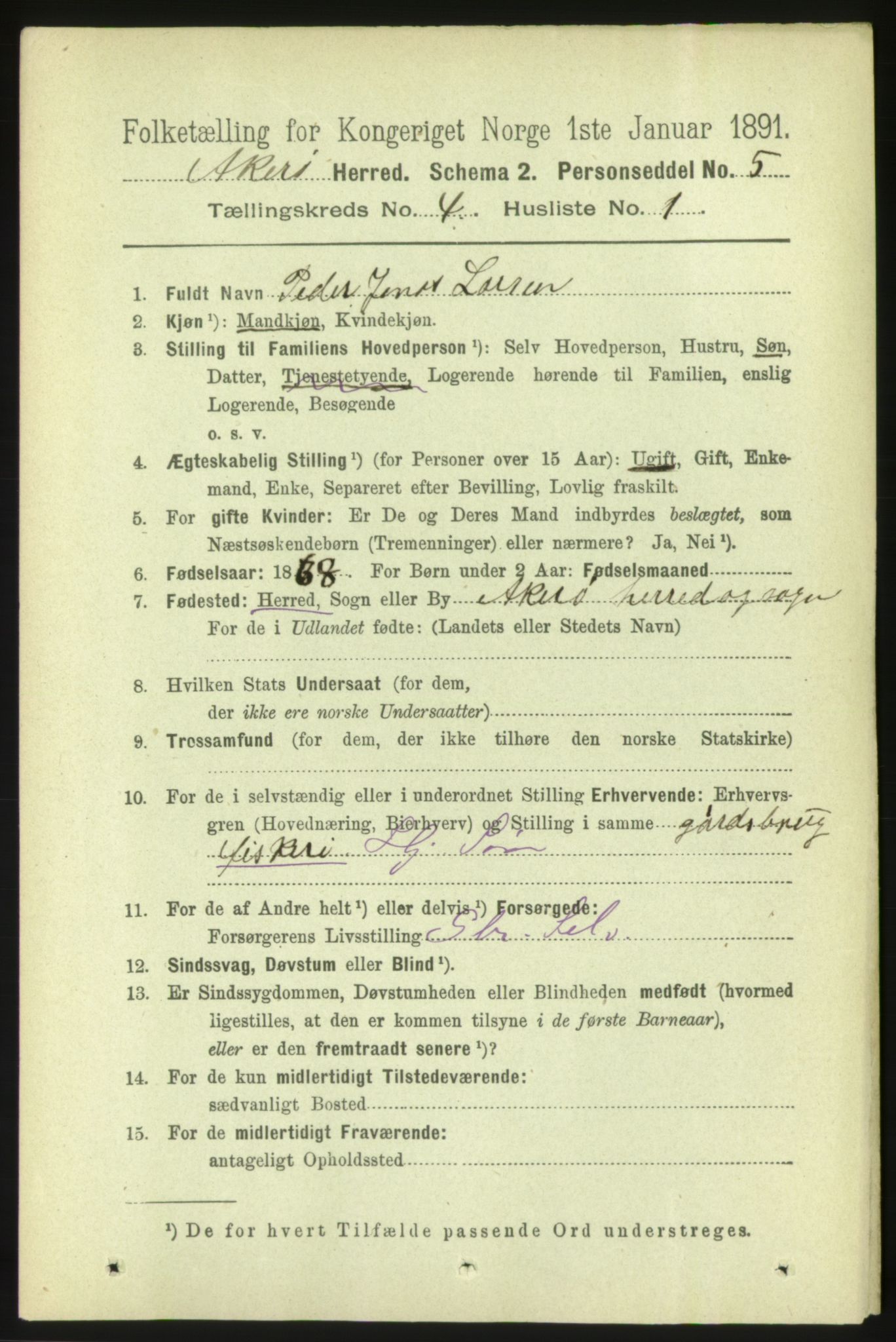 RA, 1891 census for 1545 Aukra, 1891, p. 1642