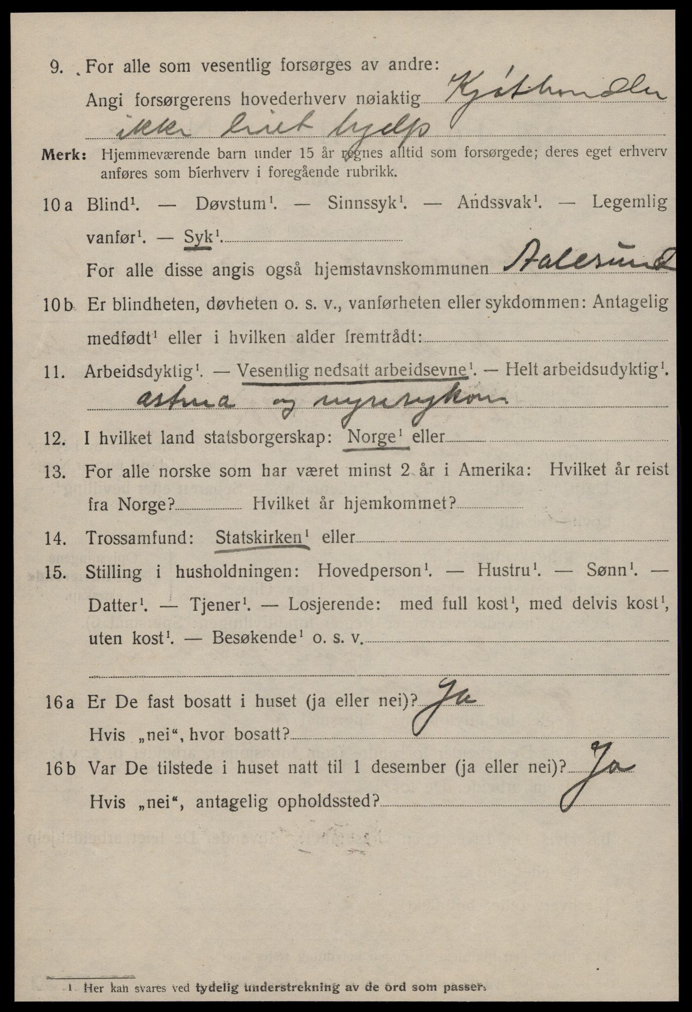 SAT, 1920 census for Ålesund, 1920, p. 14567