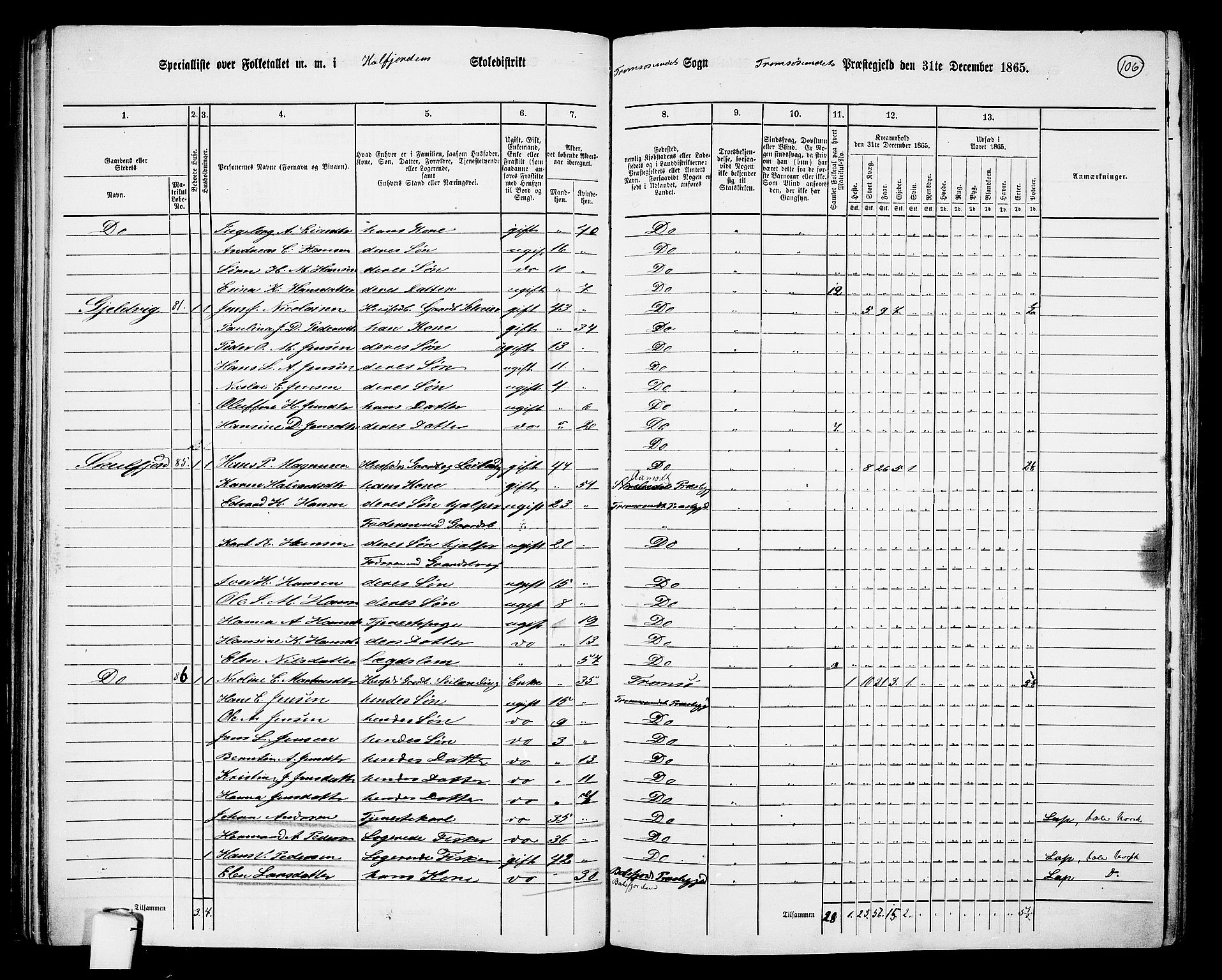 RA, 1865 census for Tromsøysund, 1865, p. 90
