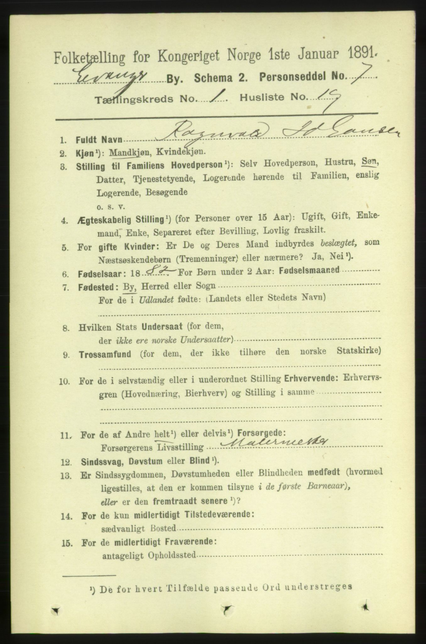 RA, 1891 census for 1701 Levanger, 1891, p. 273