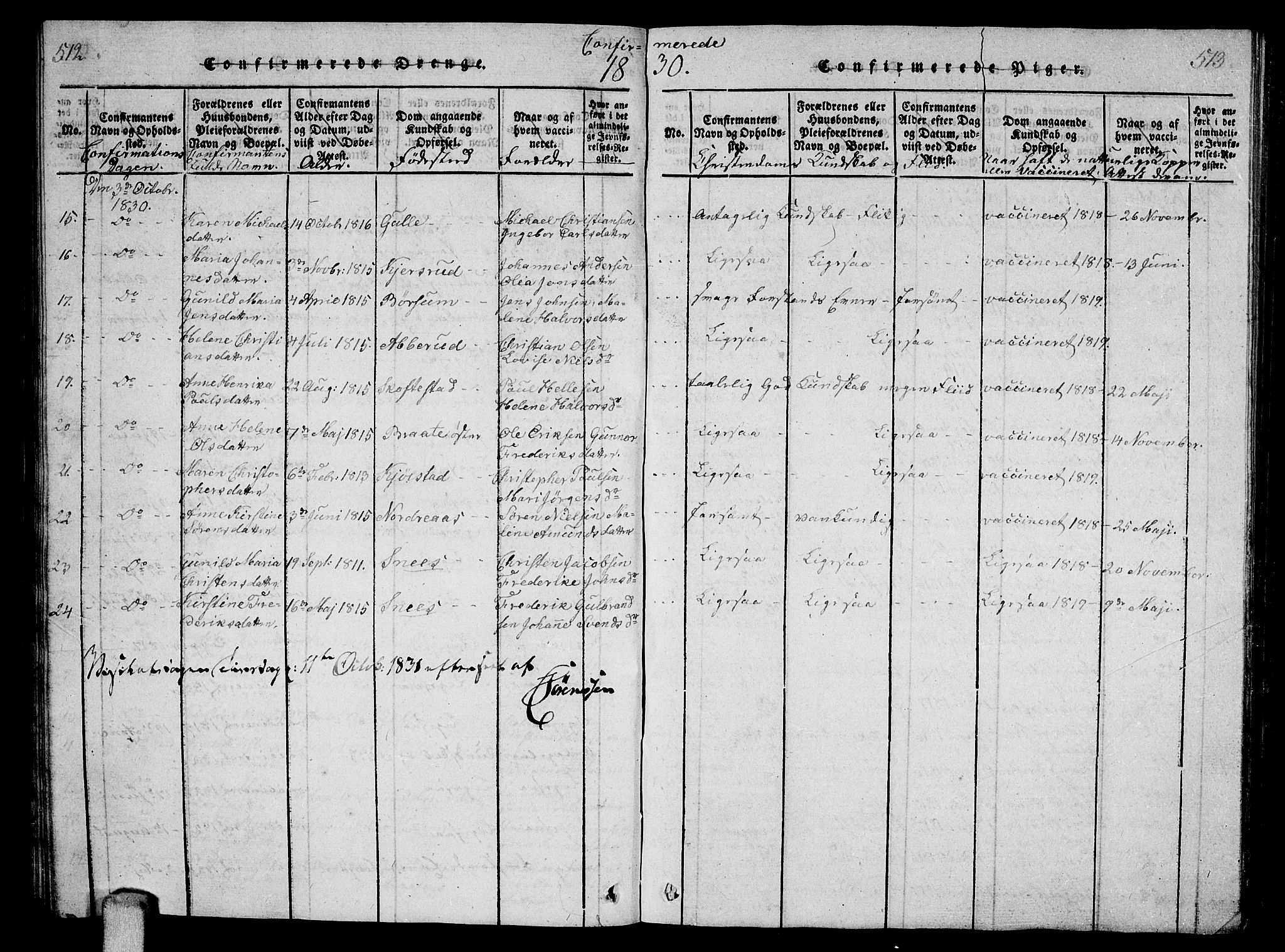 Ås prestekontor Kirkebøker, AV/SAO-A-10894/G/Ga/L0002: Parish register (copy) no. I 2, 1820-1836, p. 512-513