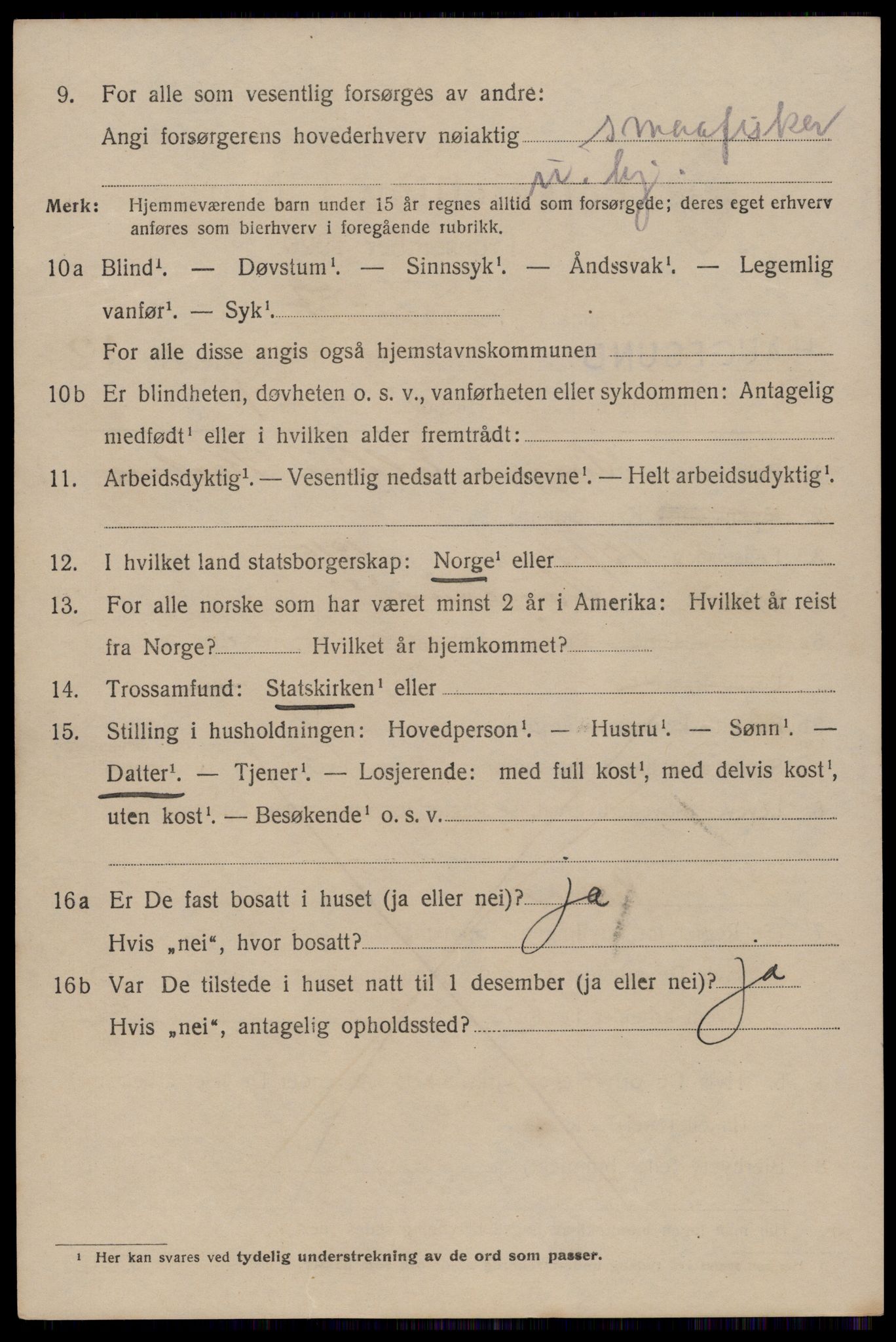 SAST, 1920 census for Haugesund, 1920, p. 41444